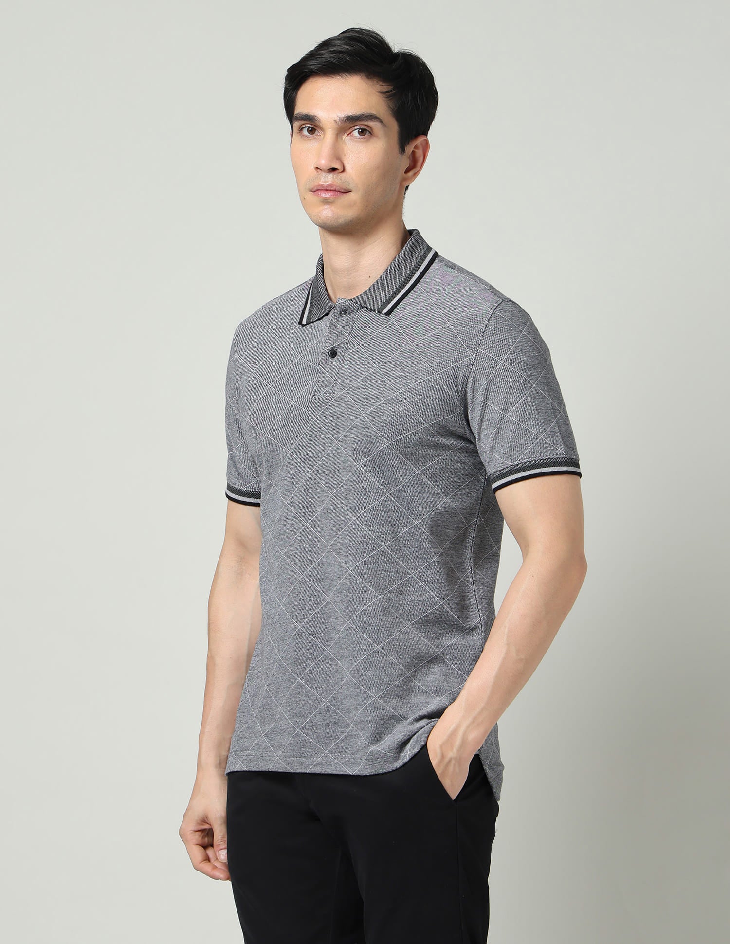 Vintage Cool Geometric Print Slim Fit Polo Shirt