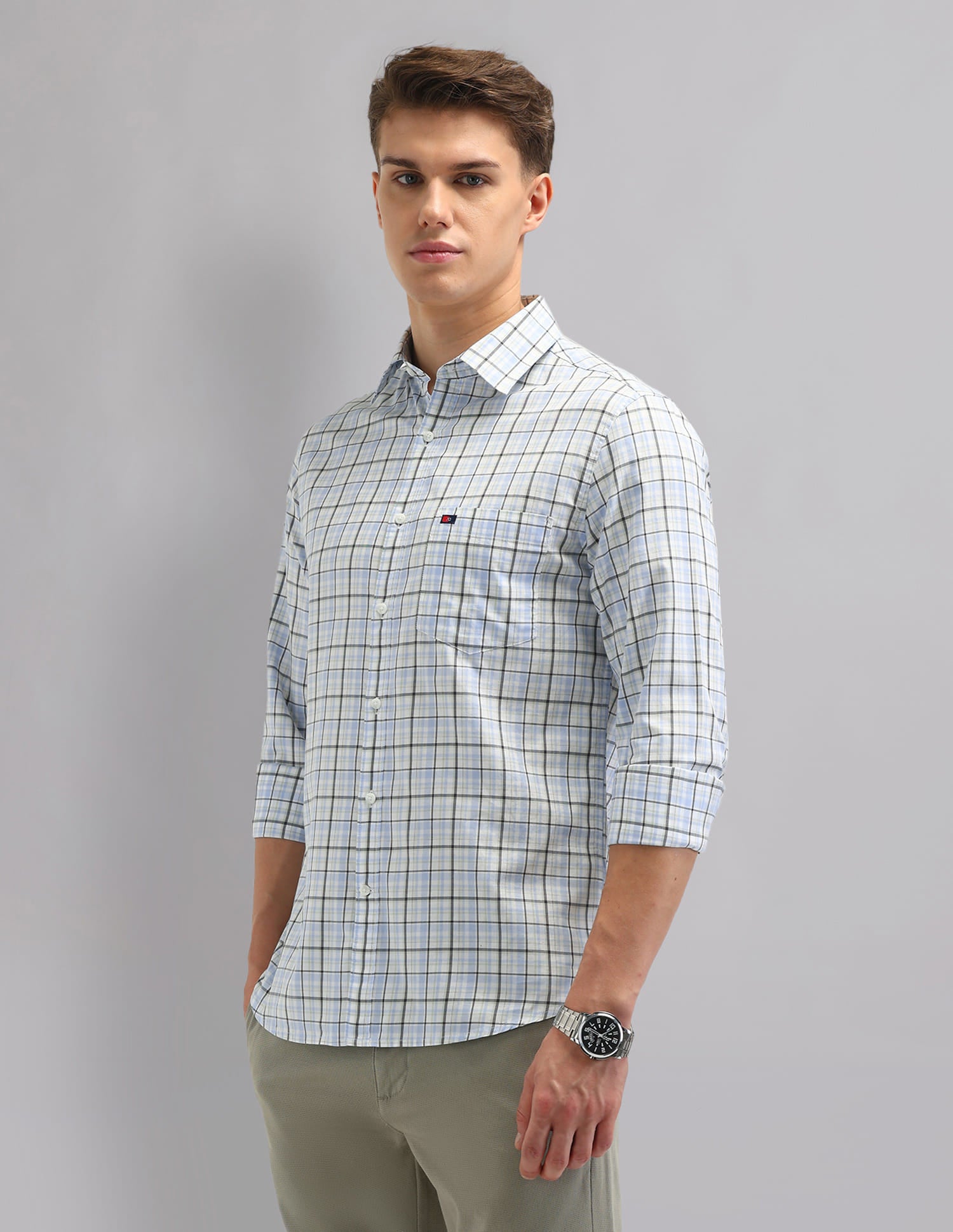 Corporate Sharp Modern Slim Fit Checked Shirt