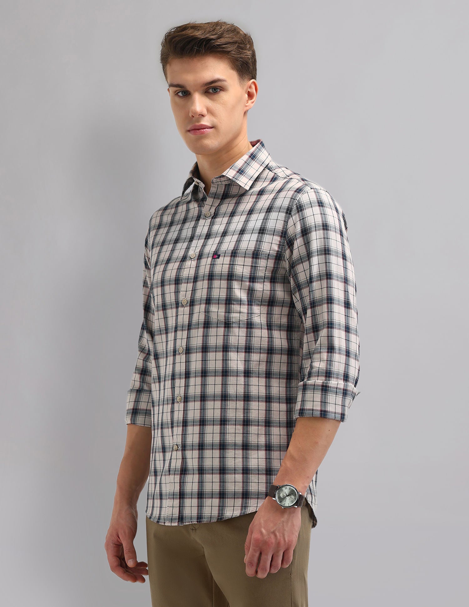 Corporate Sharp Modern Slim Fit Checked Shirt