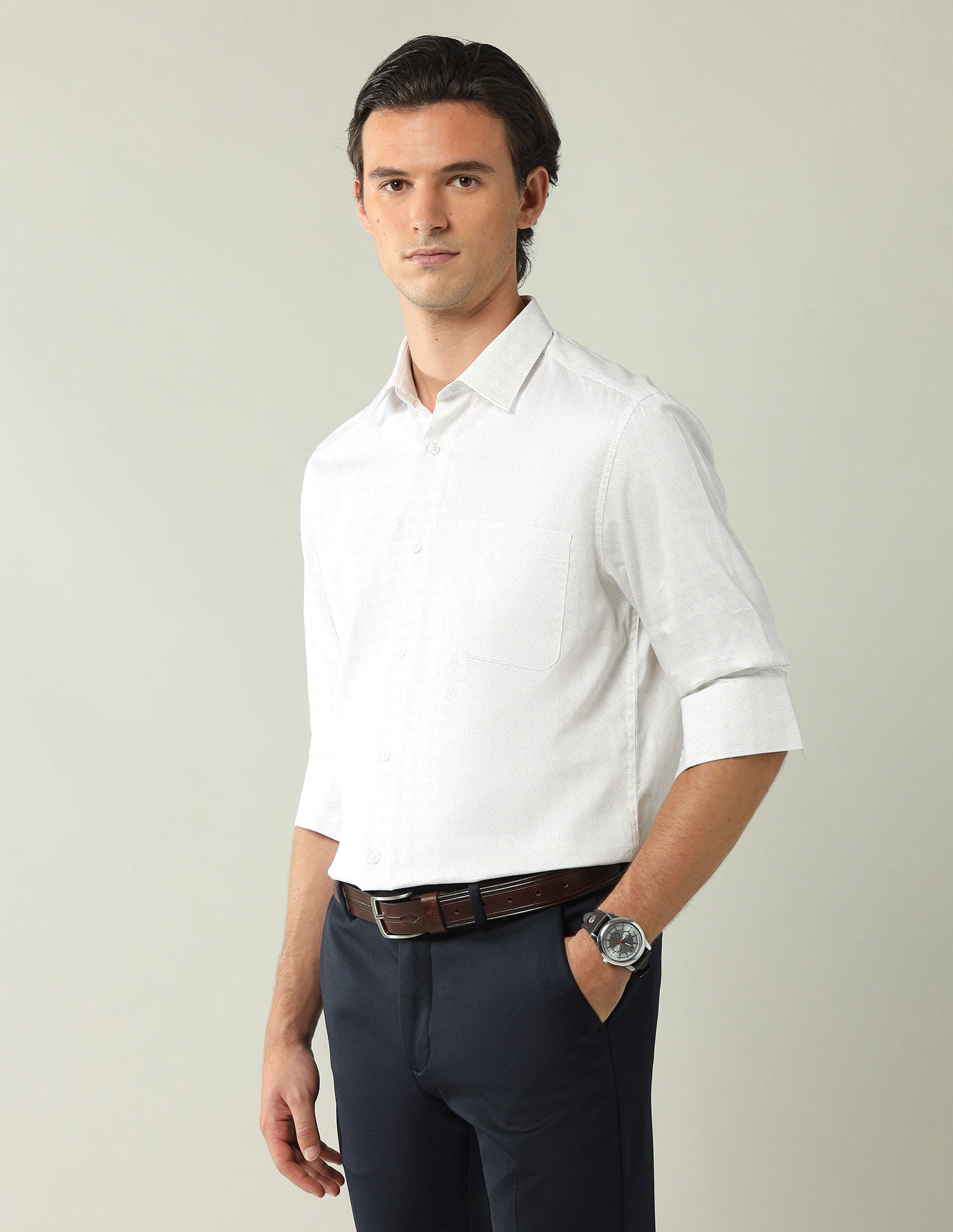 Wardrobe-Coded Regular Fit Vertical Striped Shirt