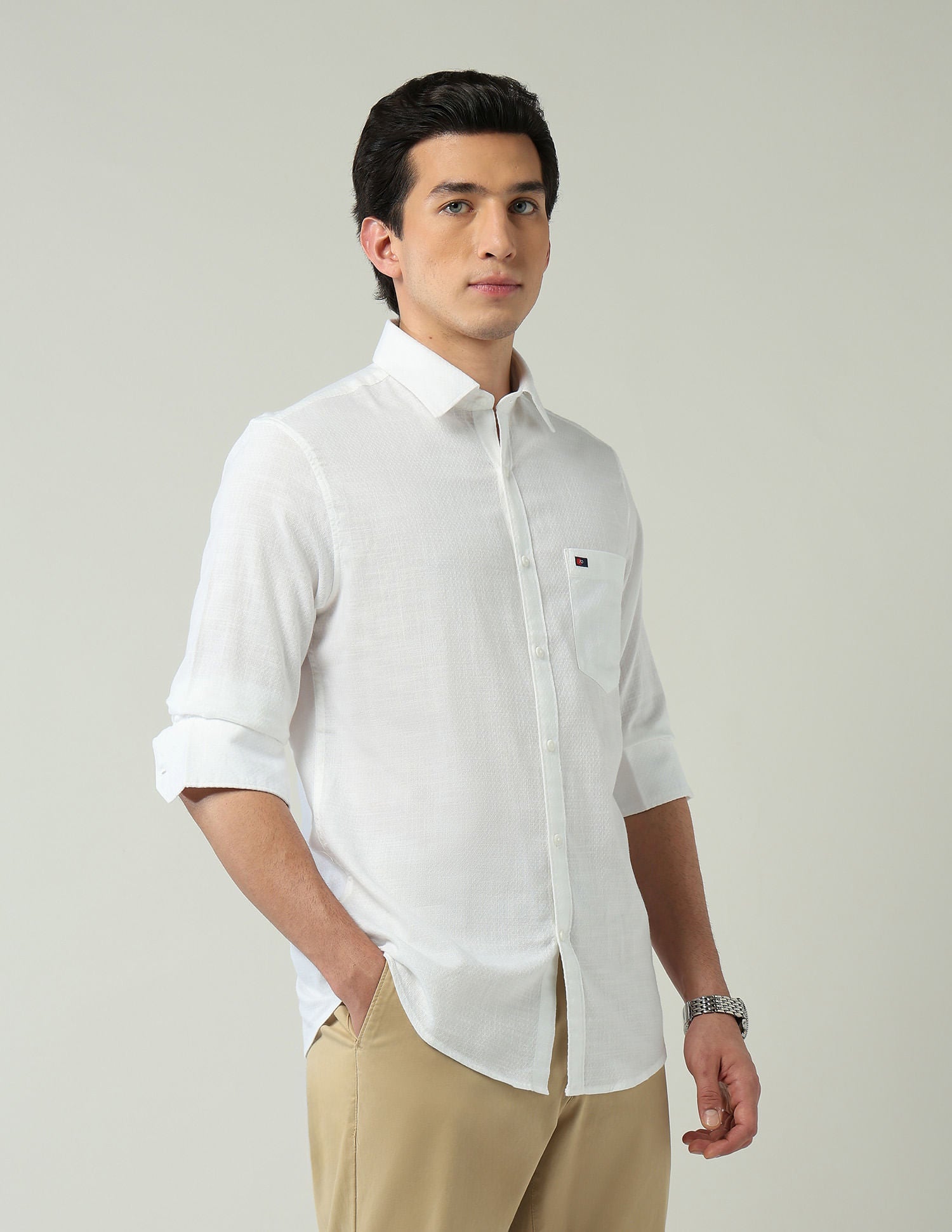 Corporate Ready Modern Slim Fit Self-Design Shirt