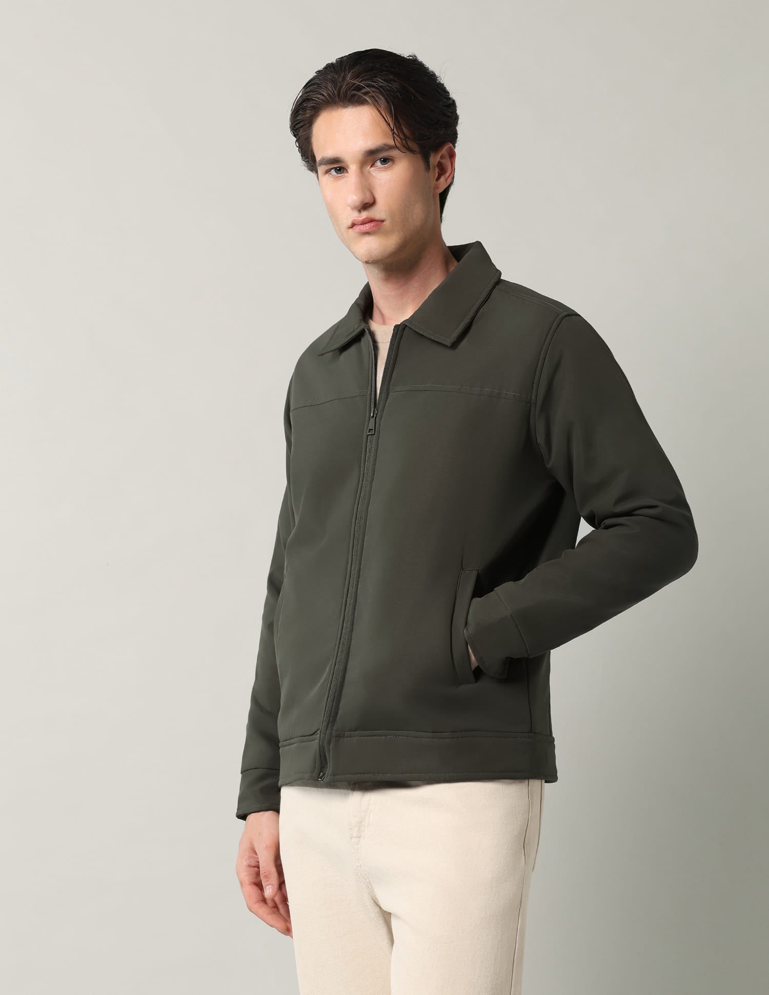 Solid Regular Fit Reversible Jacket