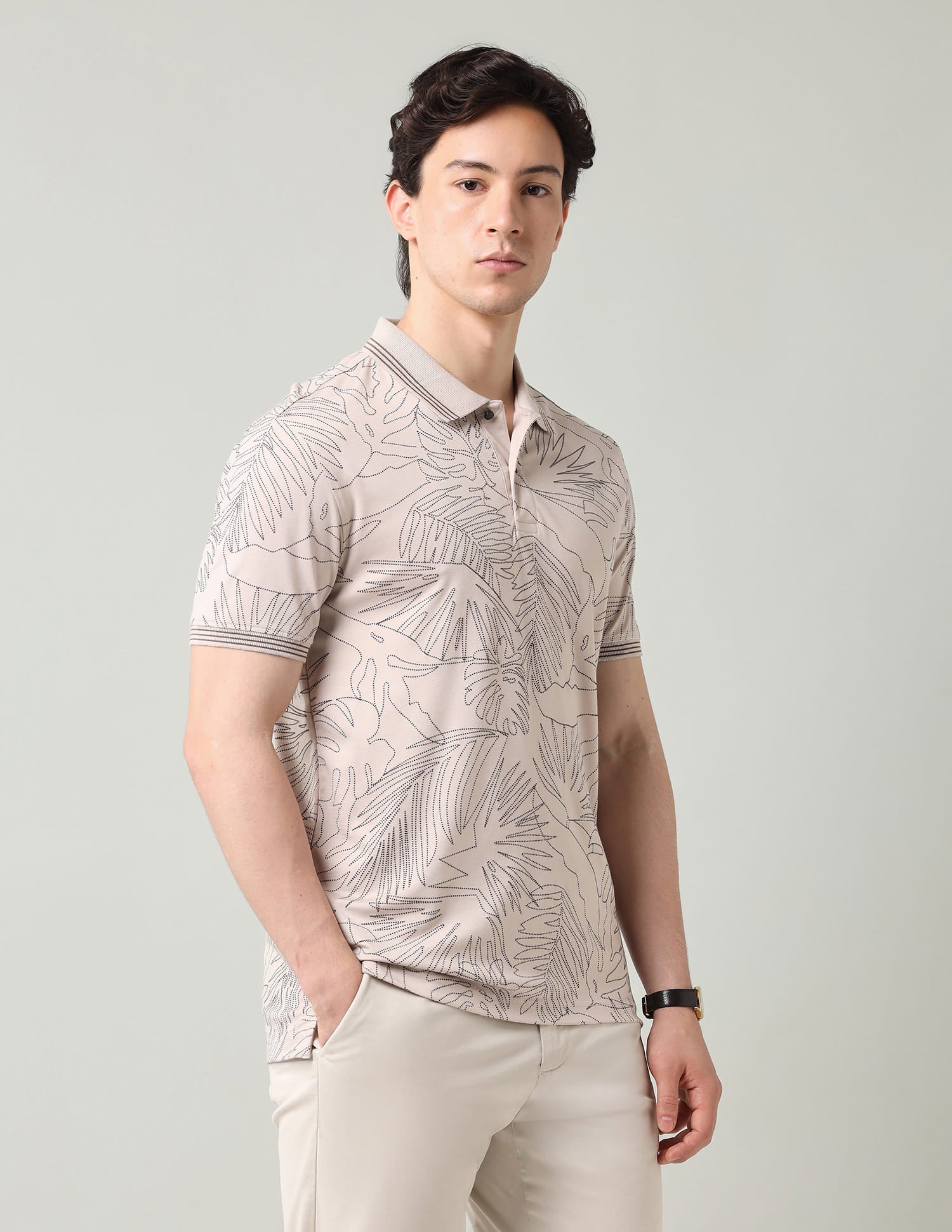 Floral Printed Regular Fit Polo Shirt