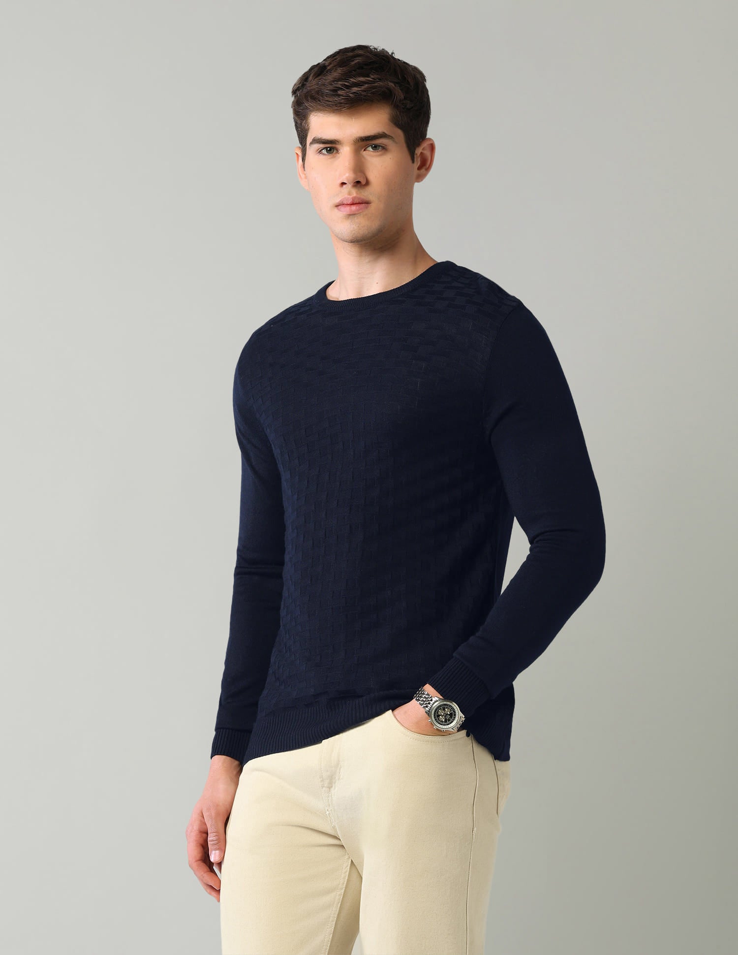 Patterned Knit Mens Sweater