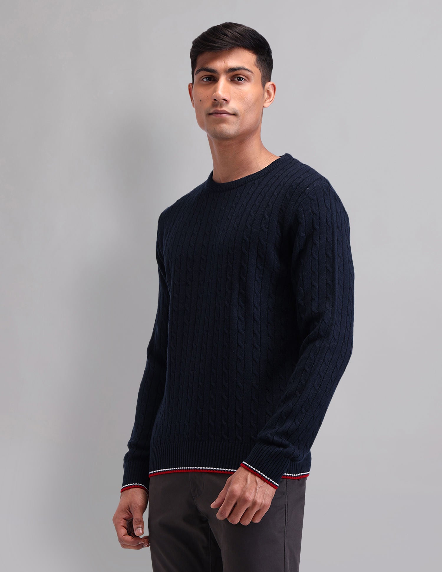 Elevated Essential Modern Slim Fit Patterned Knit Sweater