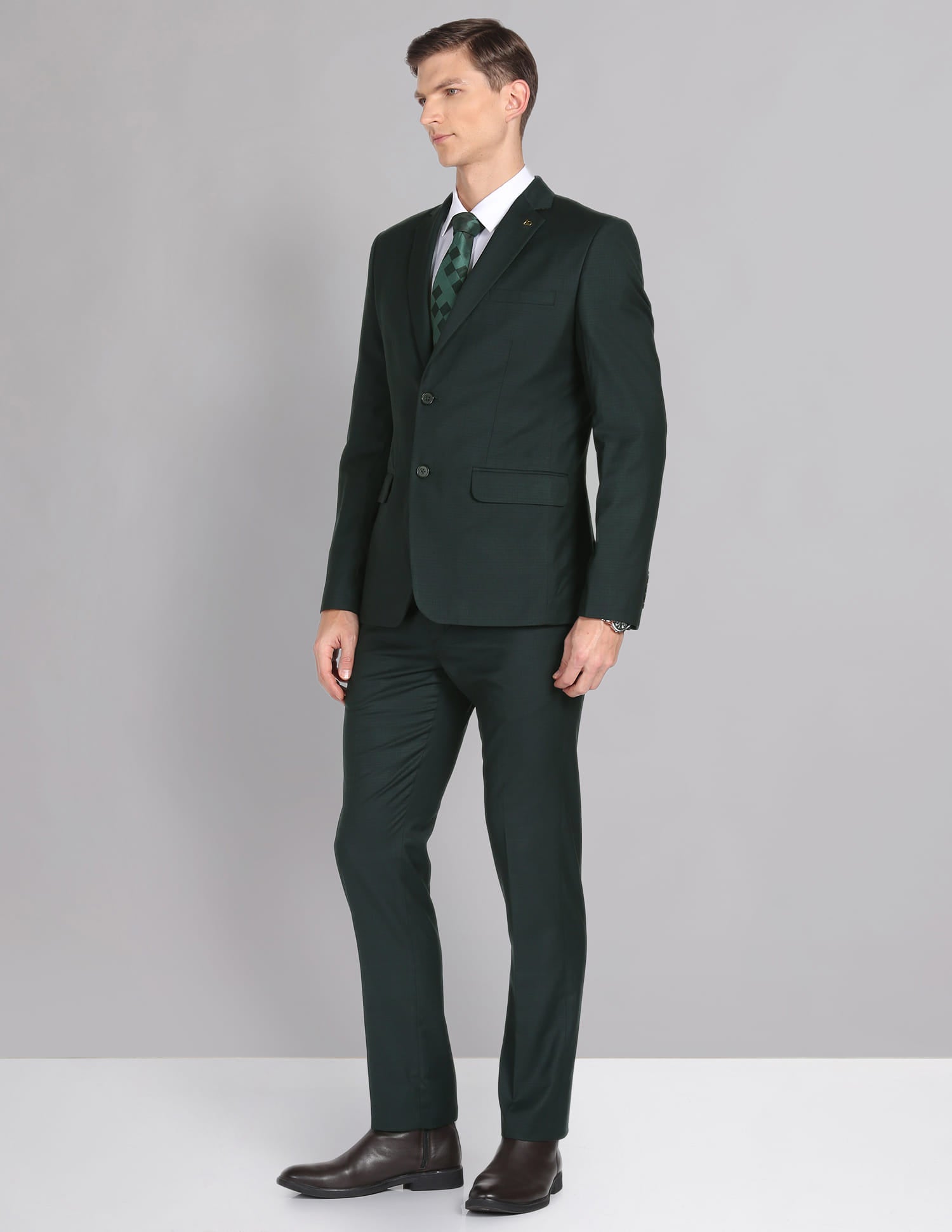 Tailored Regular Fit Checked Two Piece Suit