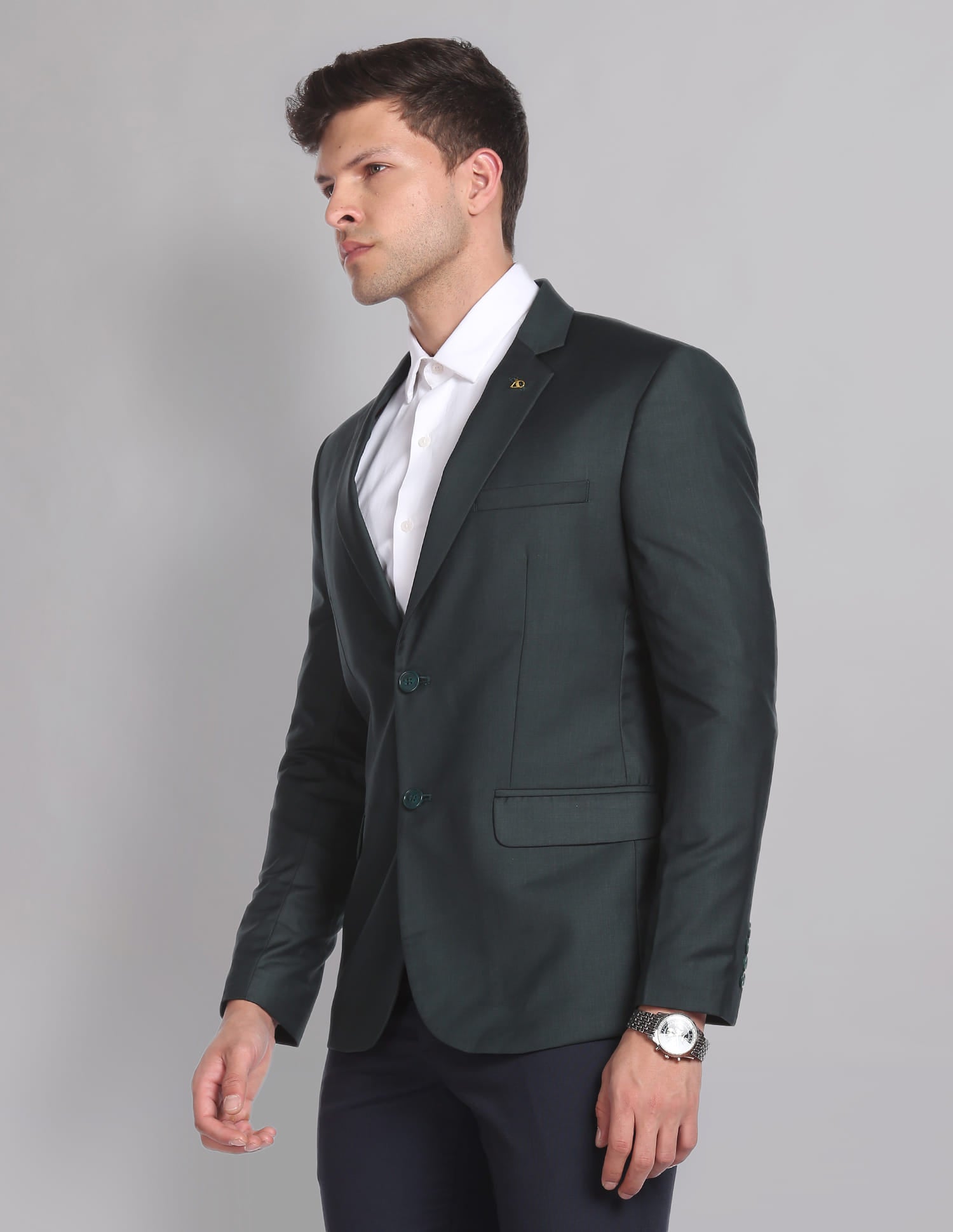 Twill Weave Solid Formal Blazer