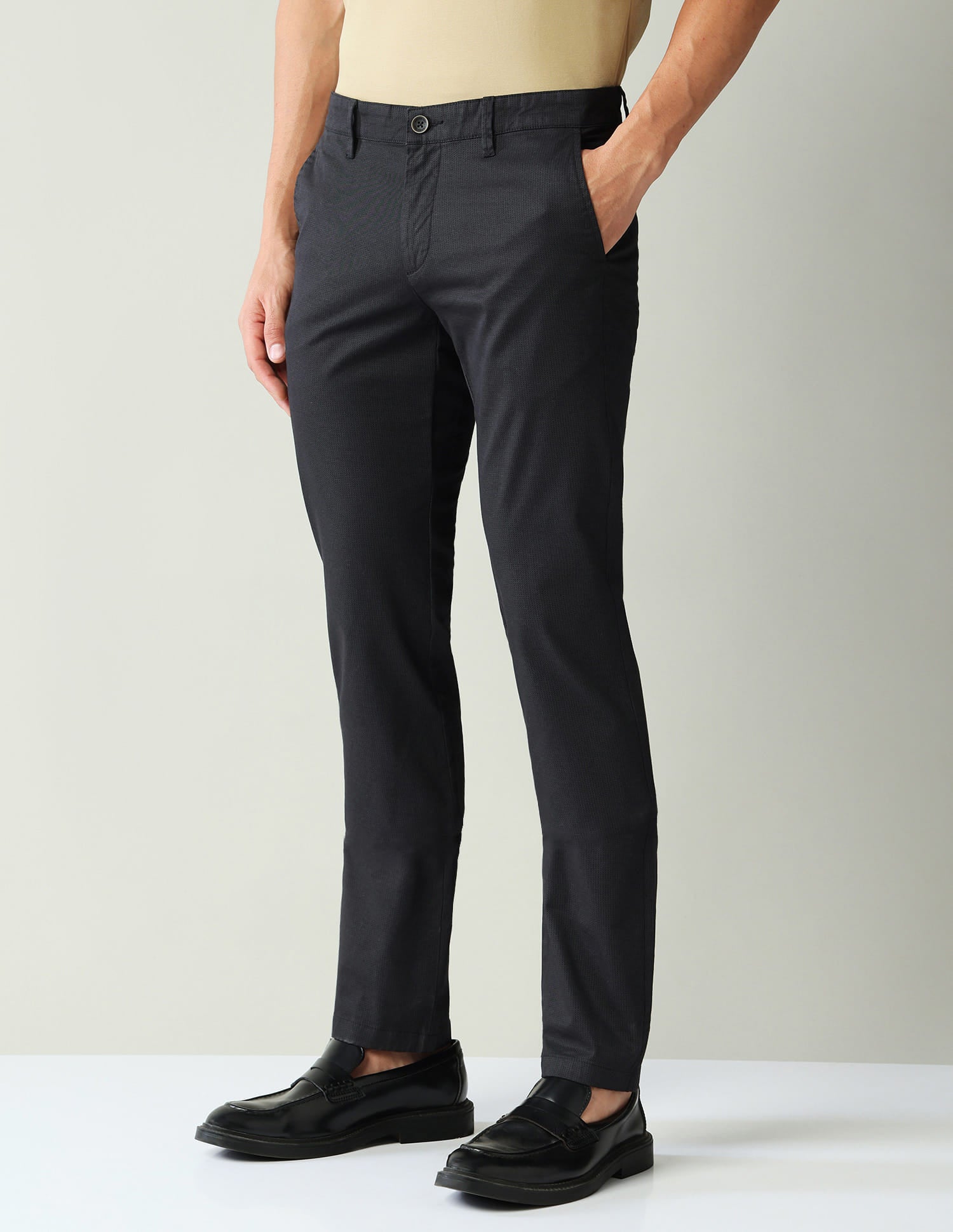 Geometric Printed Mid-Rise Slim Fit Trousers