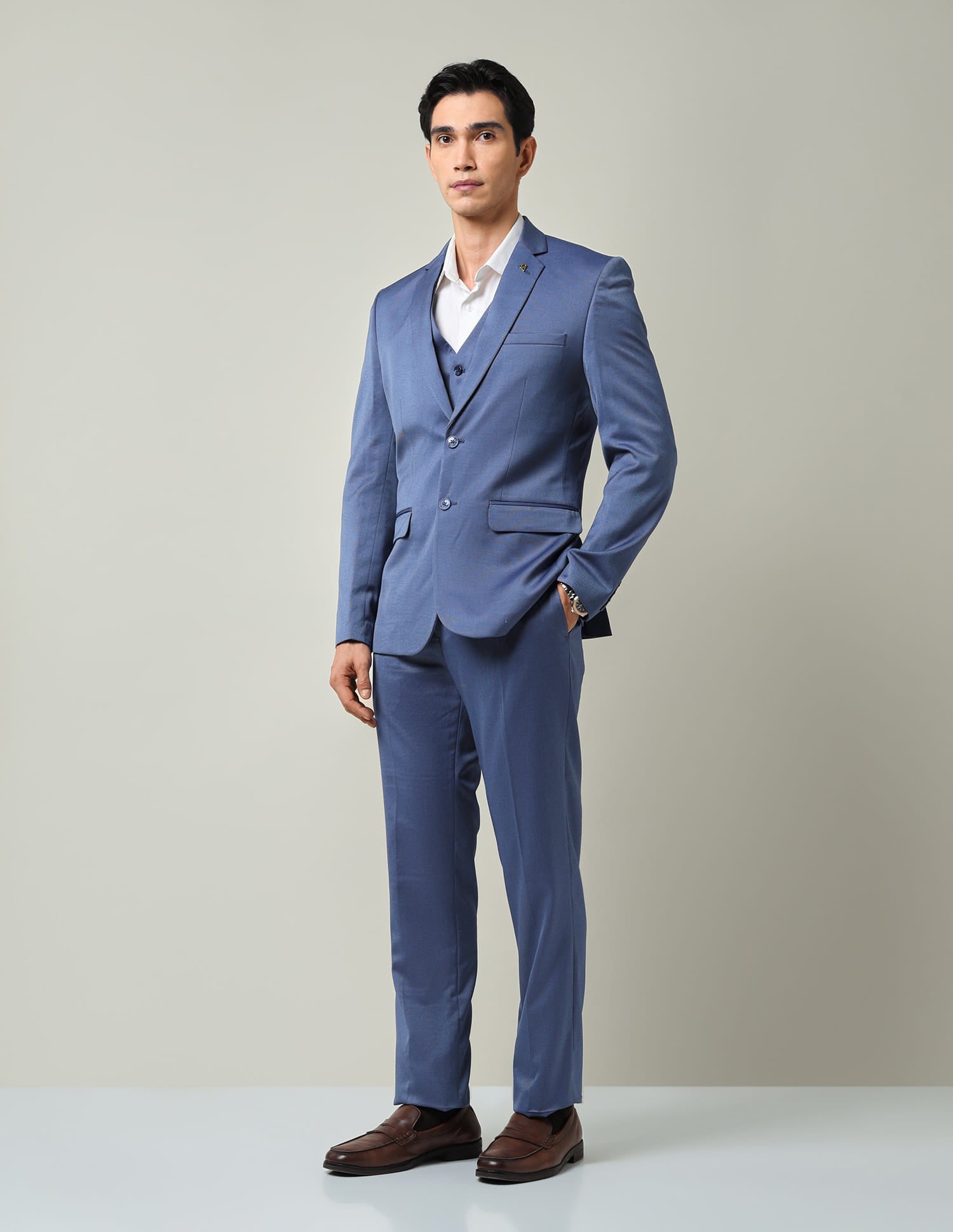 Boardroom Essential Solid Regular Fit Dobby Weave Suit