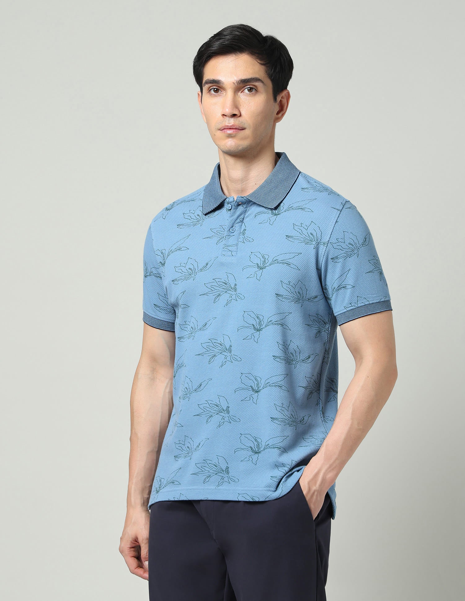 Vogue Fit Floral Printed Slim Fit Polo Shirt