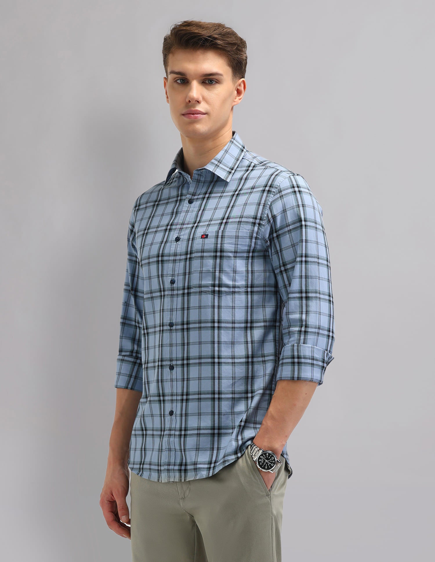 Corporate Sharp Modern Slim Fit Checked Shirt
