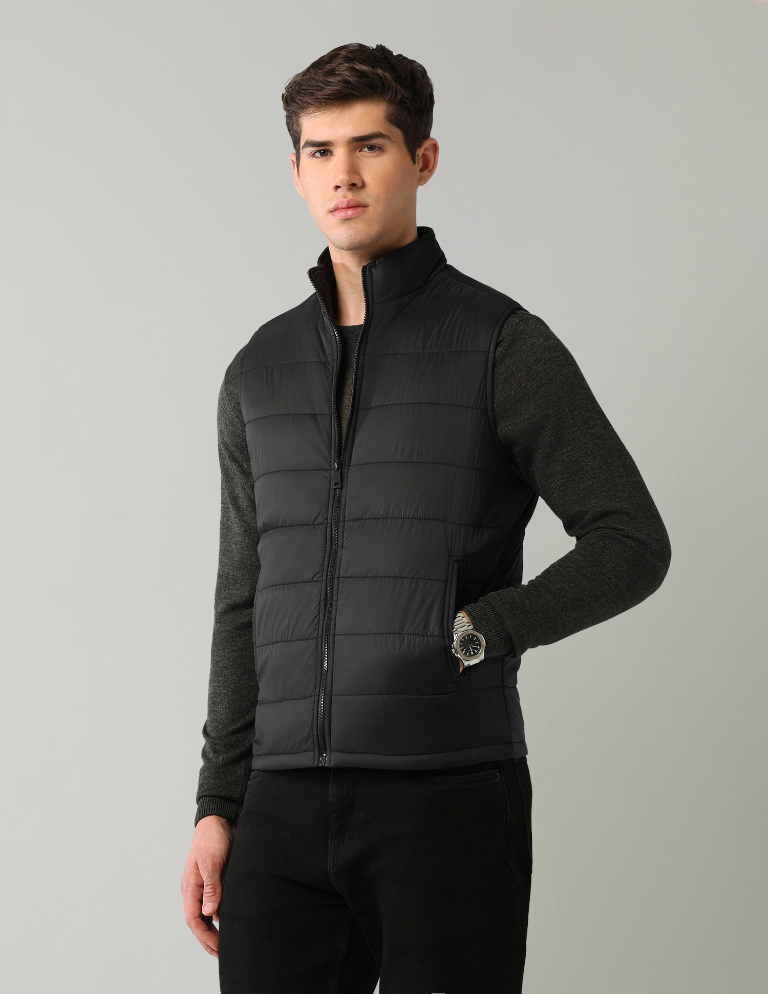 Solid Regular Fit Puffer Jacket