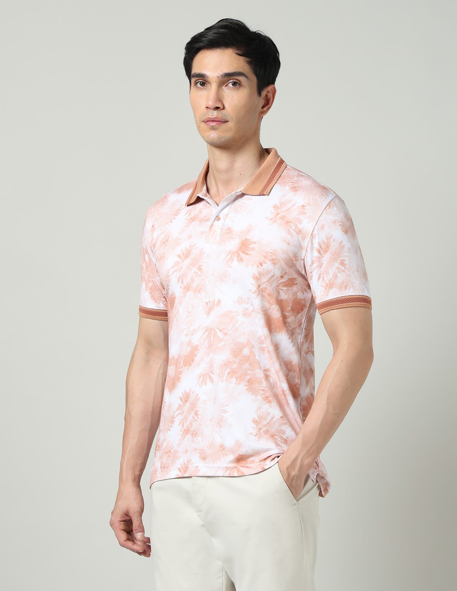 Vogue Fit Floral Printed Slim Fit Polo Shirt