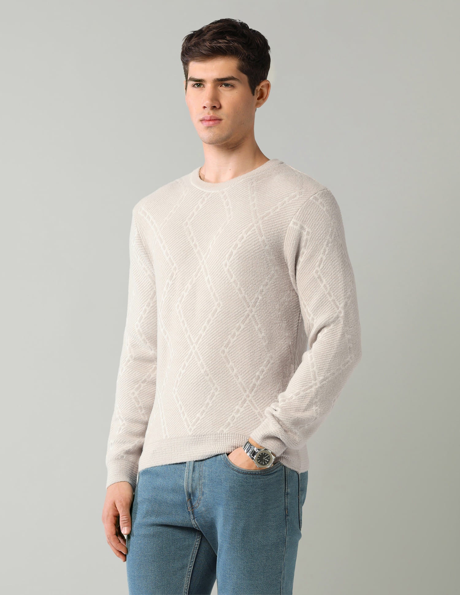 Geometric-Patterned-Regular-Fit-Sweater