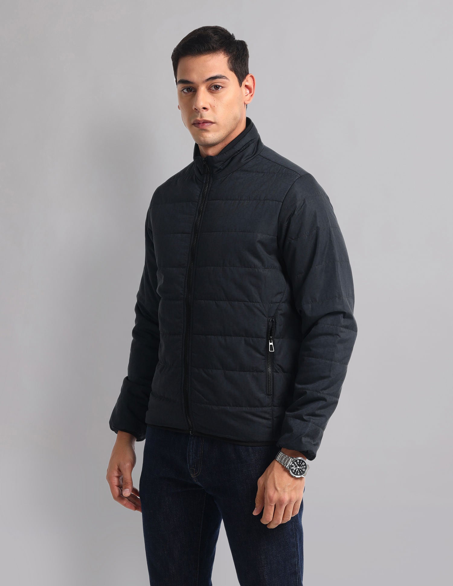 Urban Flex High Neck Quilted Casual Jacket