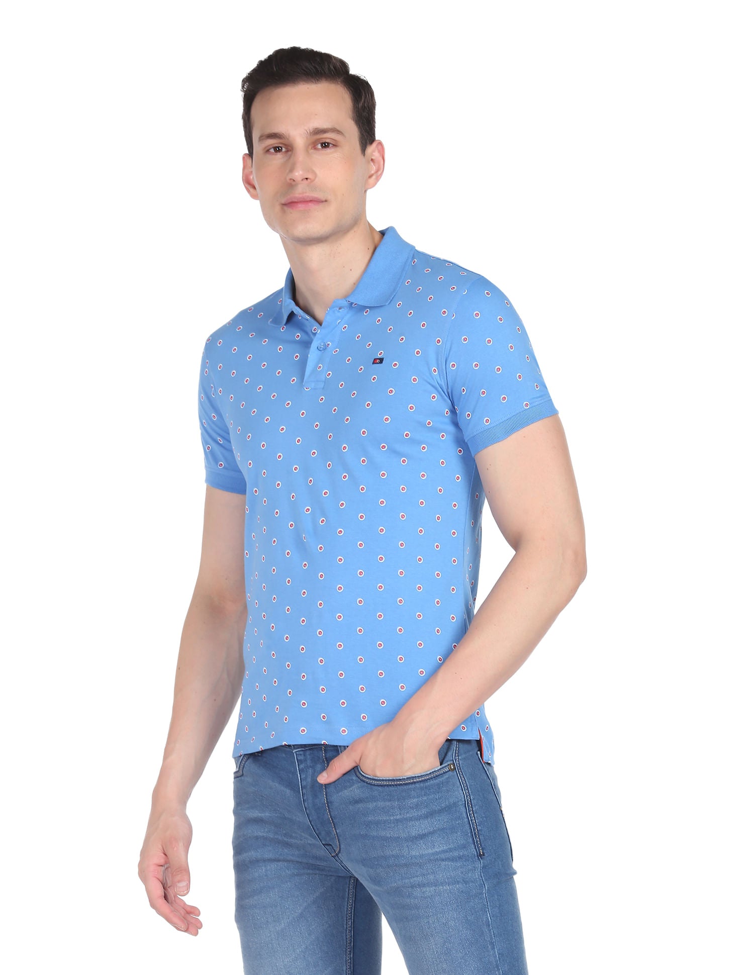 Daily Style Cotton Geometrical Print Polo Shirt