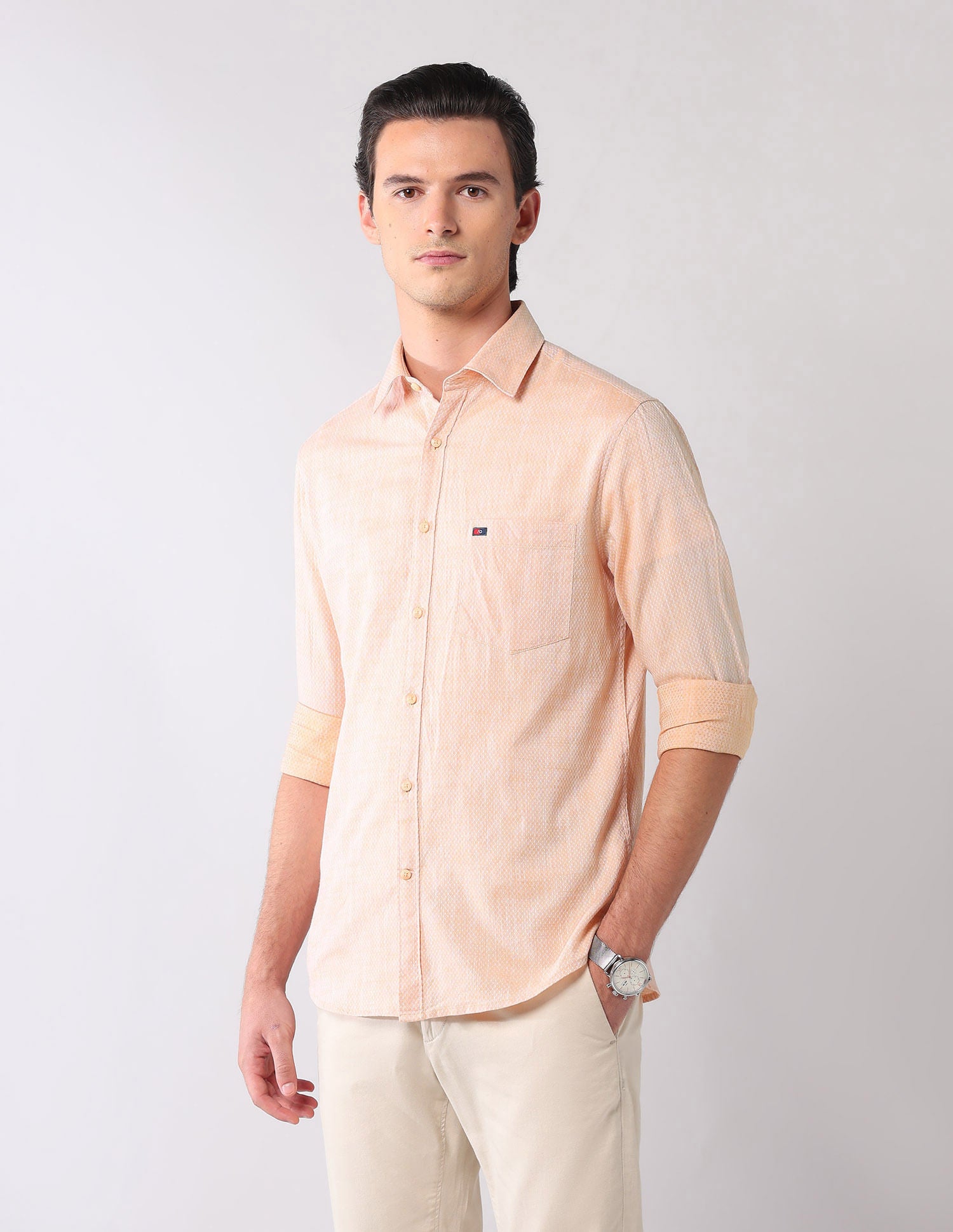Corporate Ready Modern Slim Fit Self-Design Shirt