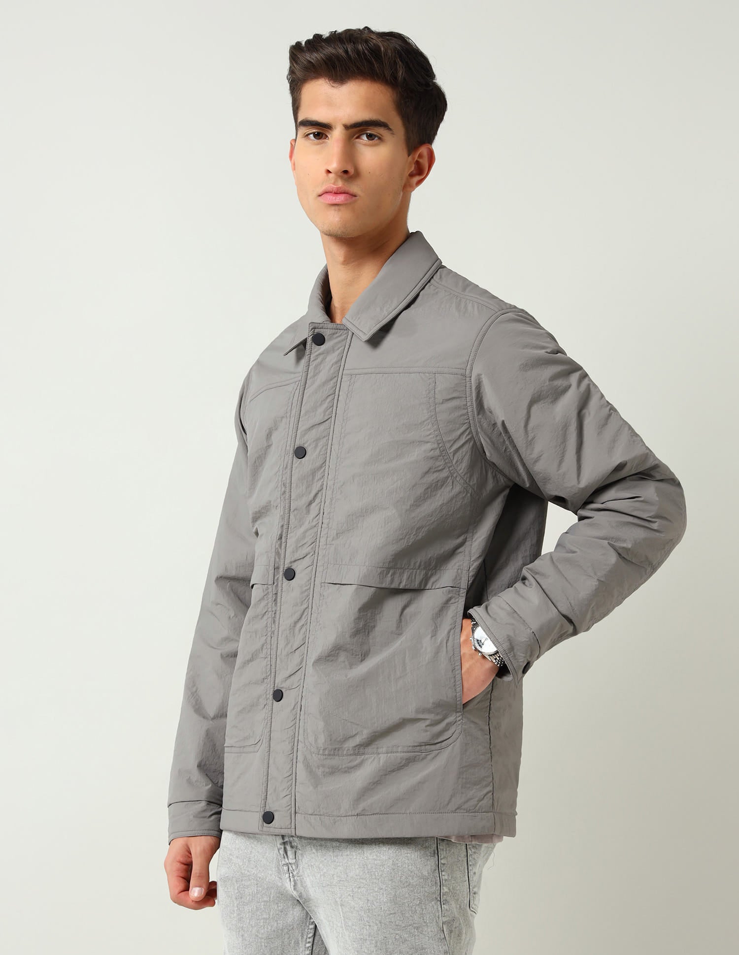 Modern Slim Fit Solid Casual Jacket