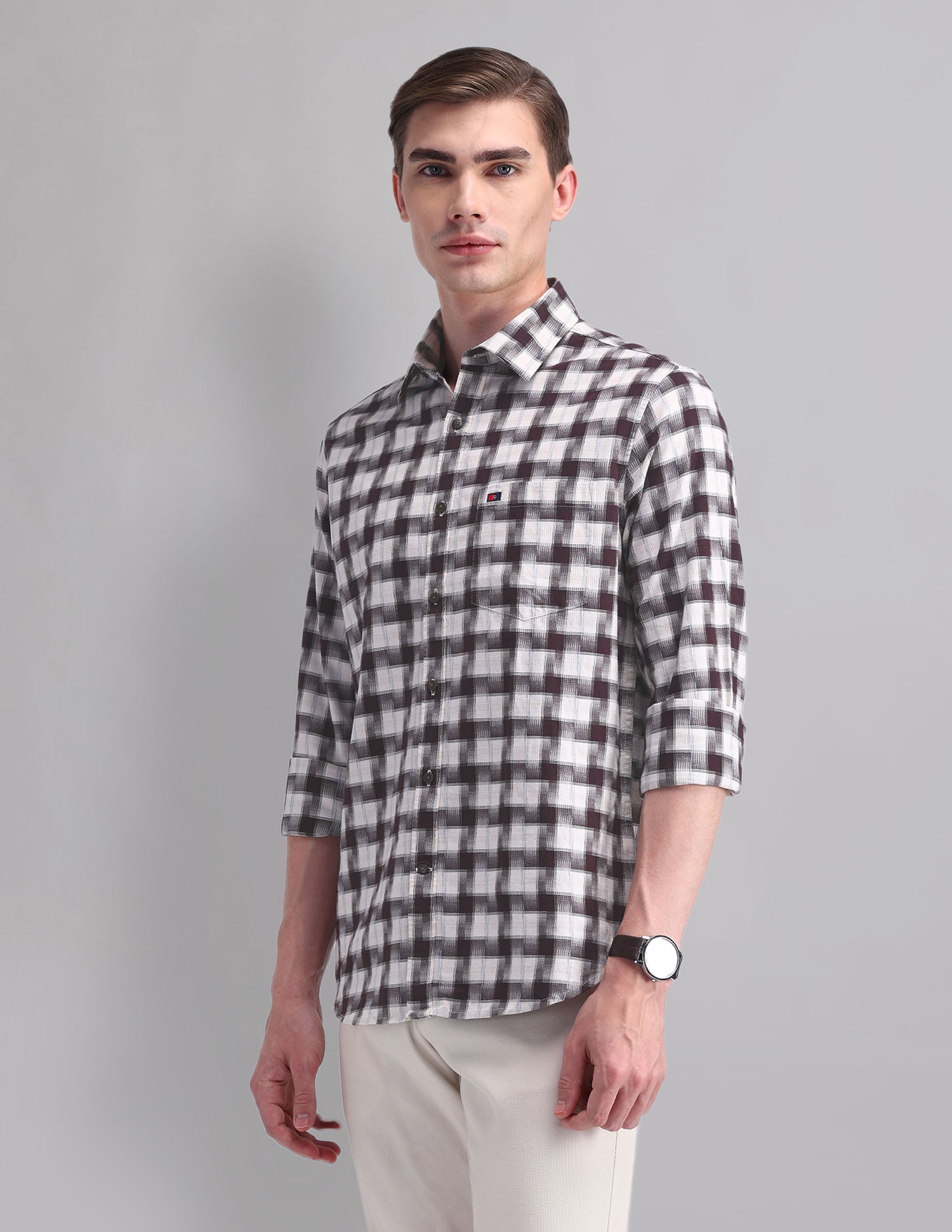 Corporate Sharp Modern Slim Fit Checked Shirt