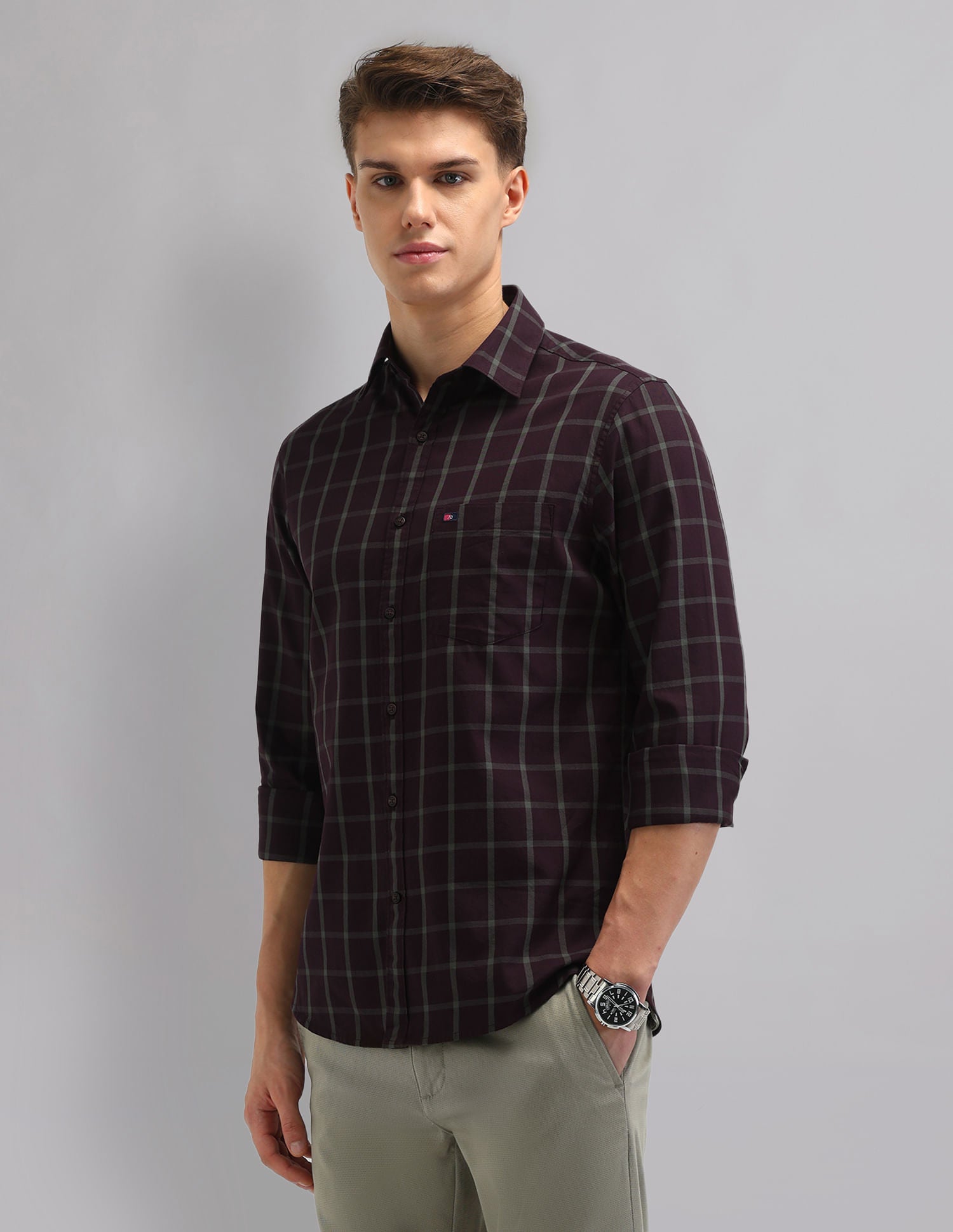 Corporate Sharp Modern Slim Fit Checked Shirt