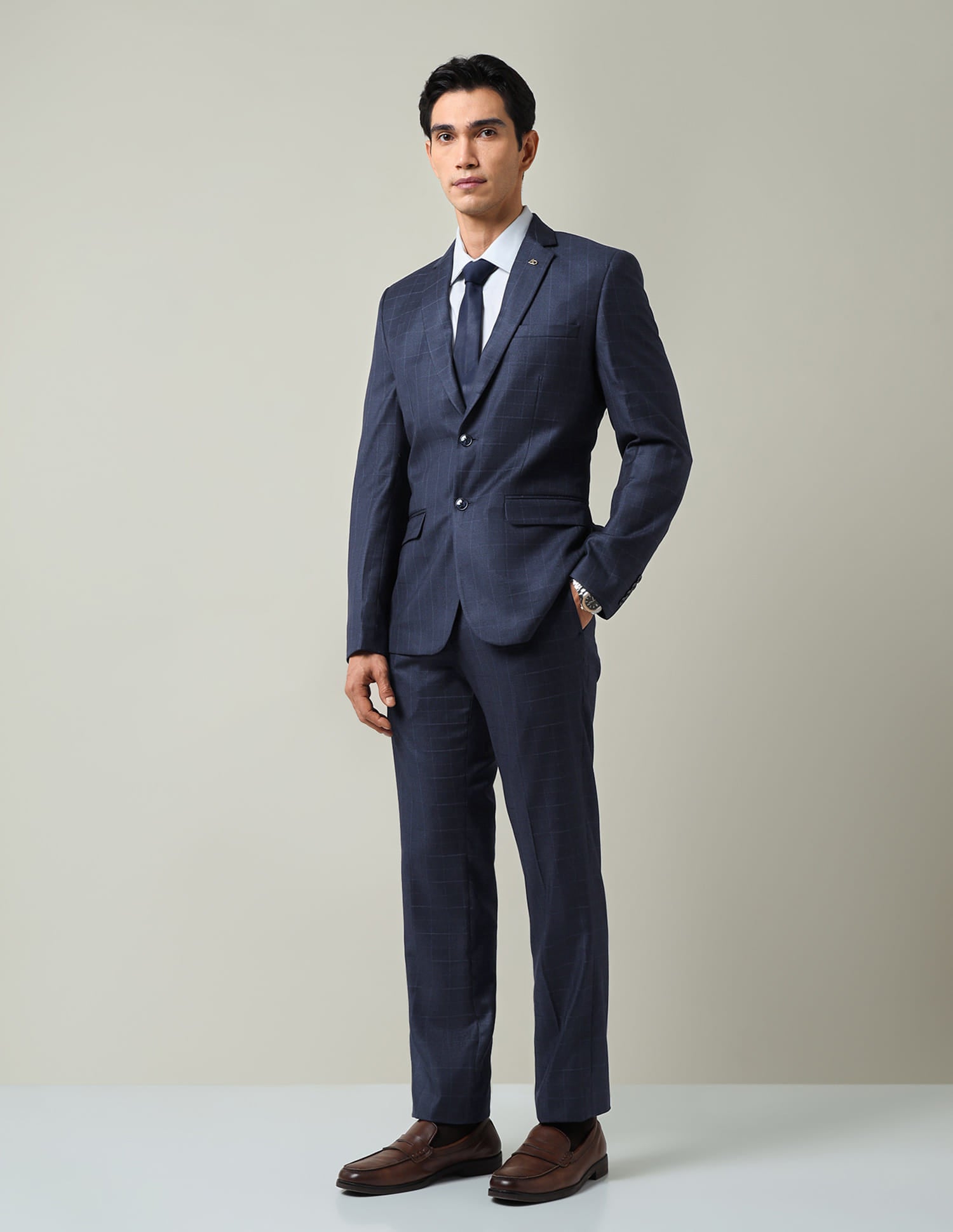 Vogue Loaded Checked Regular Fit Dobby Weave Suit