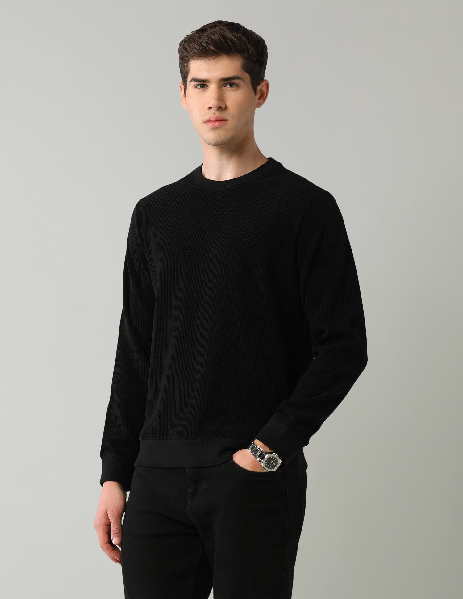 Textured Regular Fit Sweatshirt