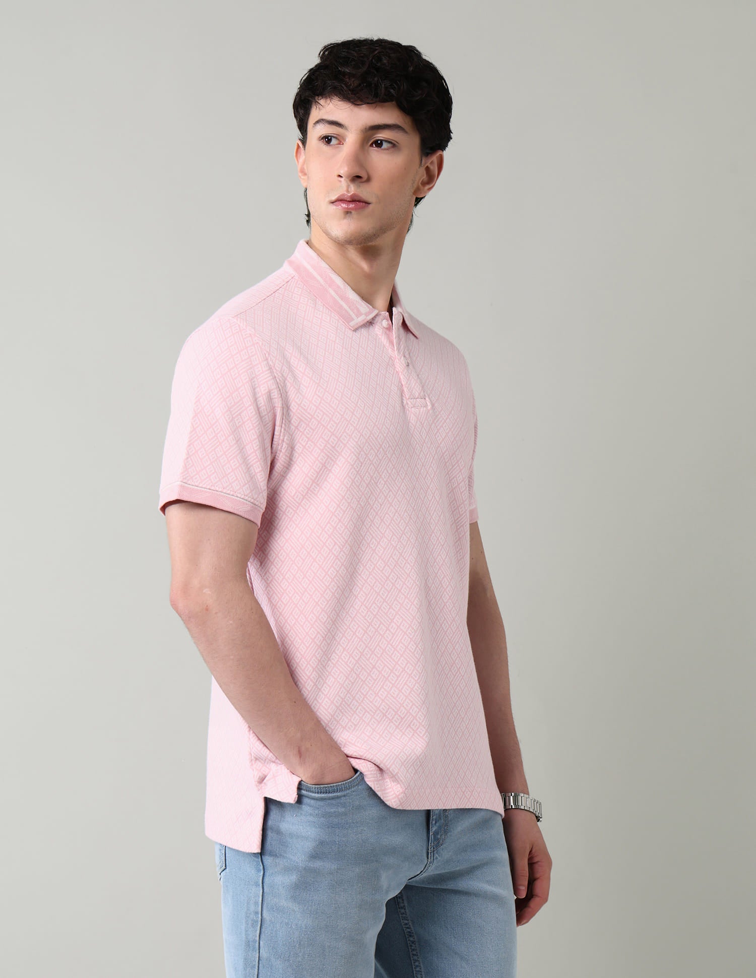 Geometric Printed Slim Fit Polo Shirt