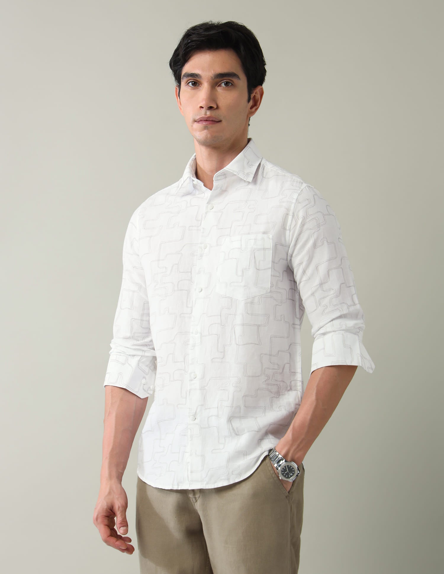 Geometric Printed Slim Fit Shirt