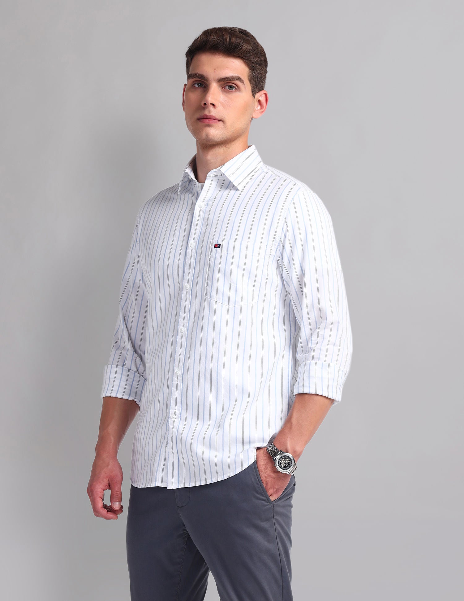 Urban Adventure Vertical Striped Cotton Shirt