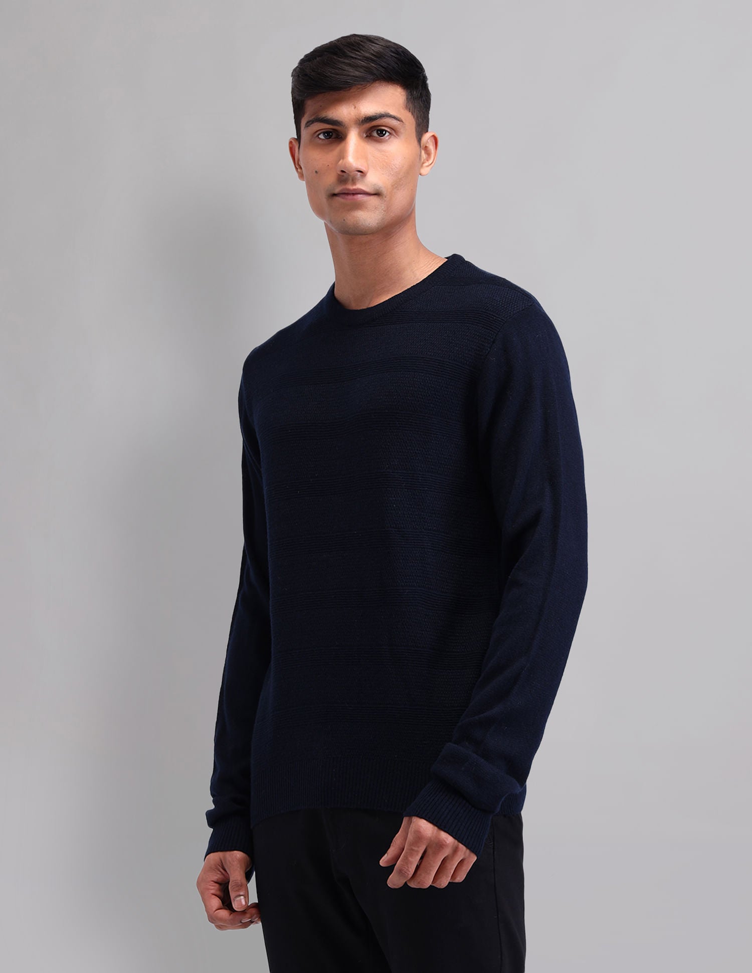 Elevated Essential Modern Slim Fit Patterned Knit Sweater