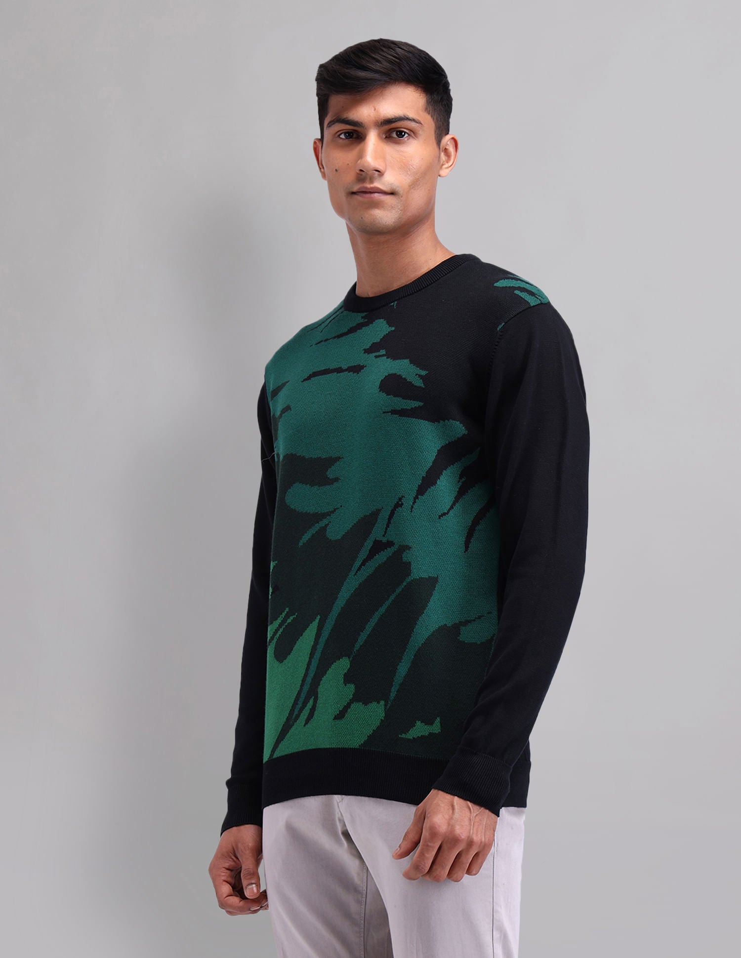 Elevated Essential Modern Slim Fit Patterned Knit Sweater