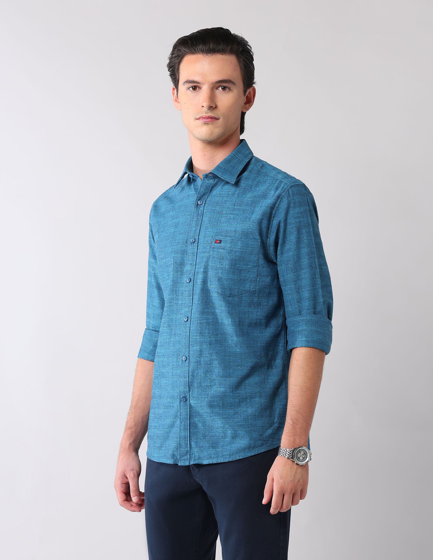 Corporate Ready Modern Slim Fit Self-Design Shirt