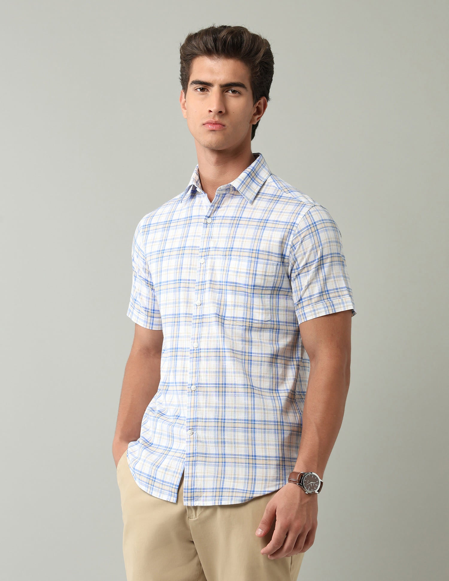 Blue Tartan Checked Regular Fit Shirt
