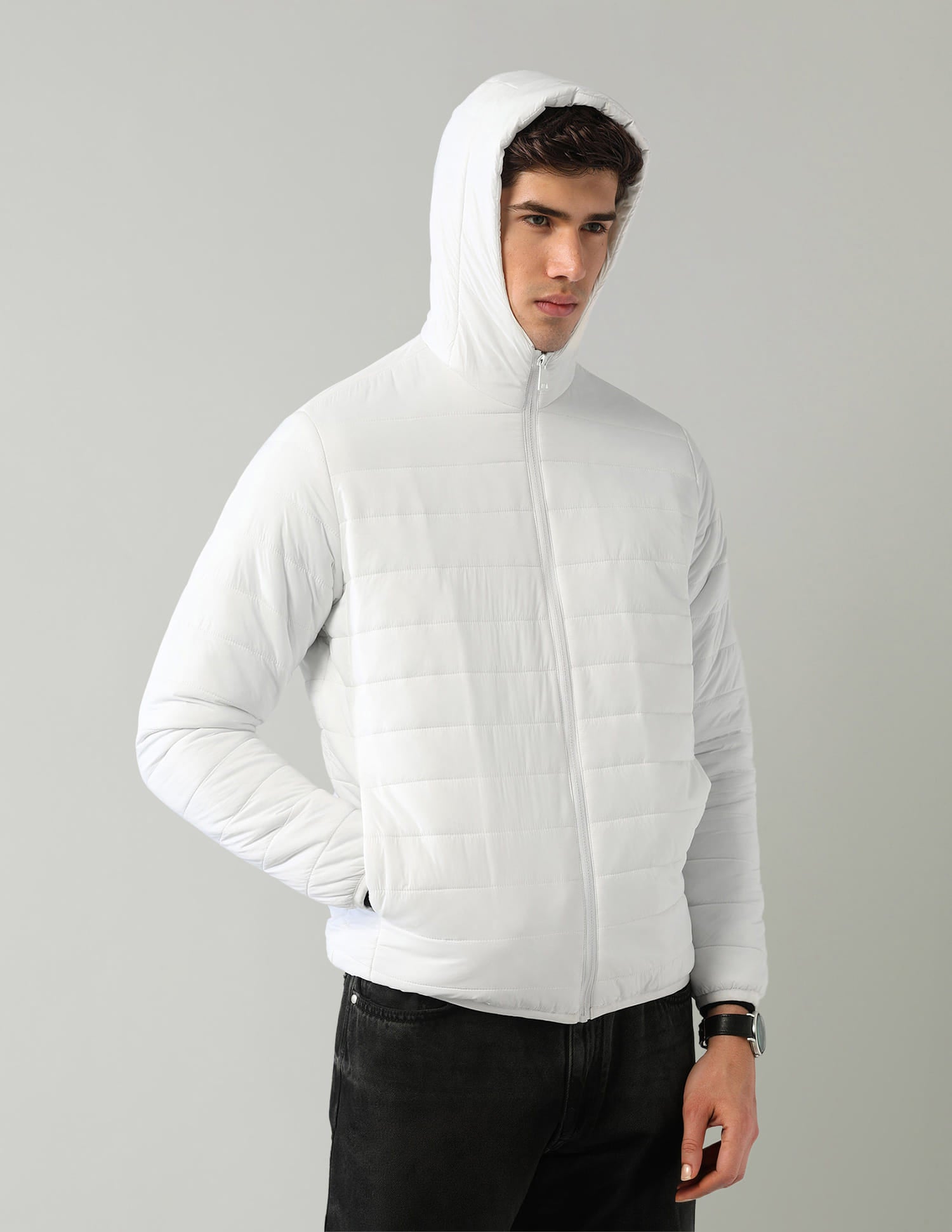 Solid Regular Fit Puffer Jacket