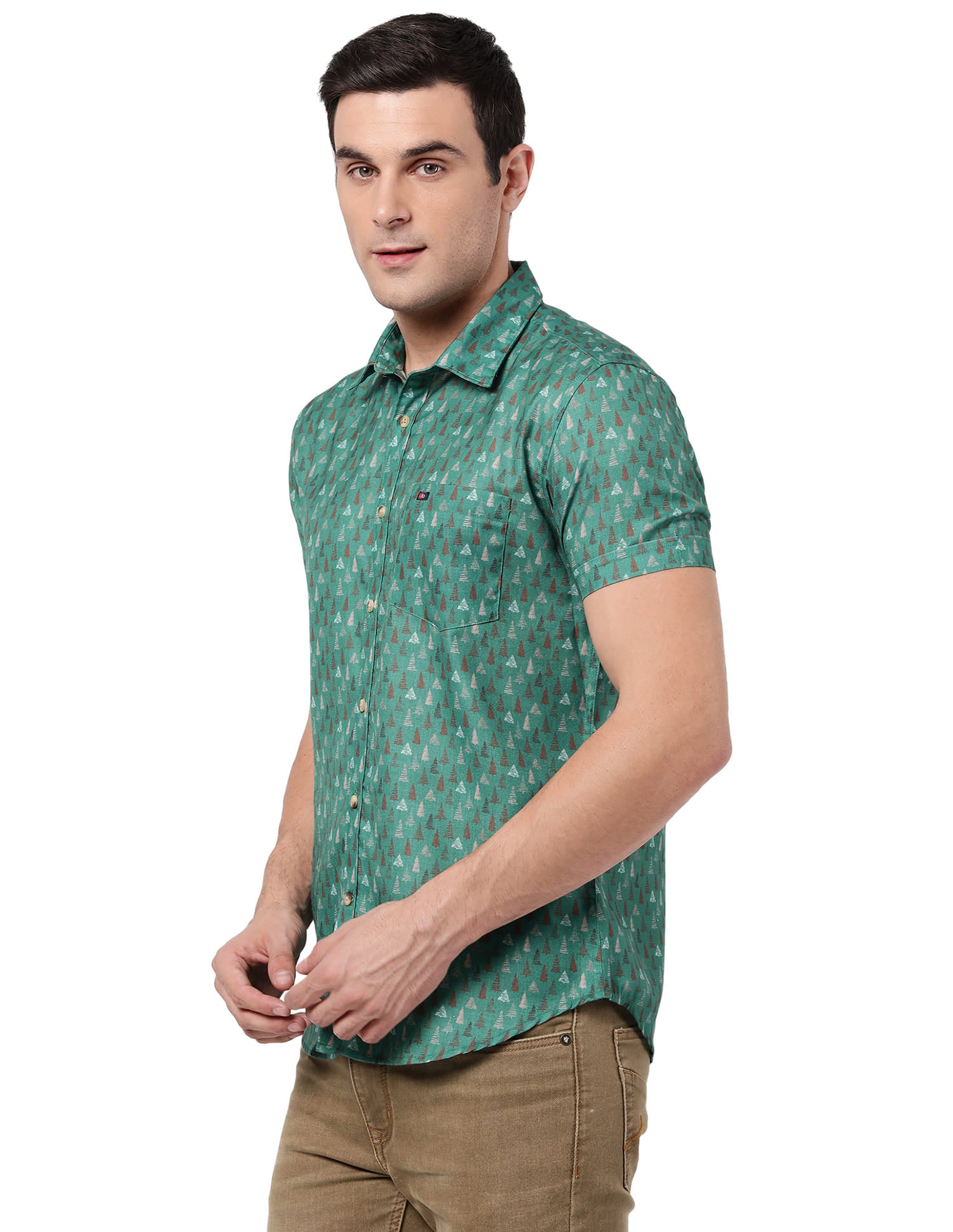 Short Sleeve Slim Fit Printed Casual Shirt