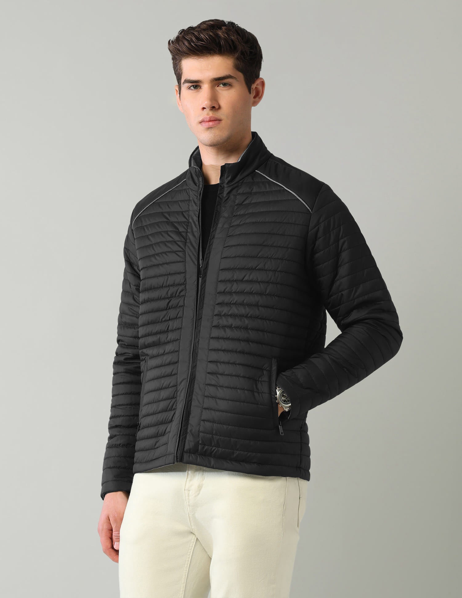Solid Regular Fit Puffer Jacket