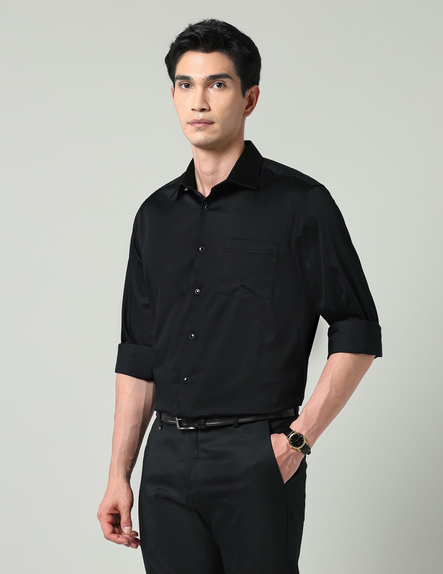 Comfort Alchemy Solid Satin Slim Fit Shirt