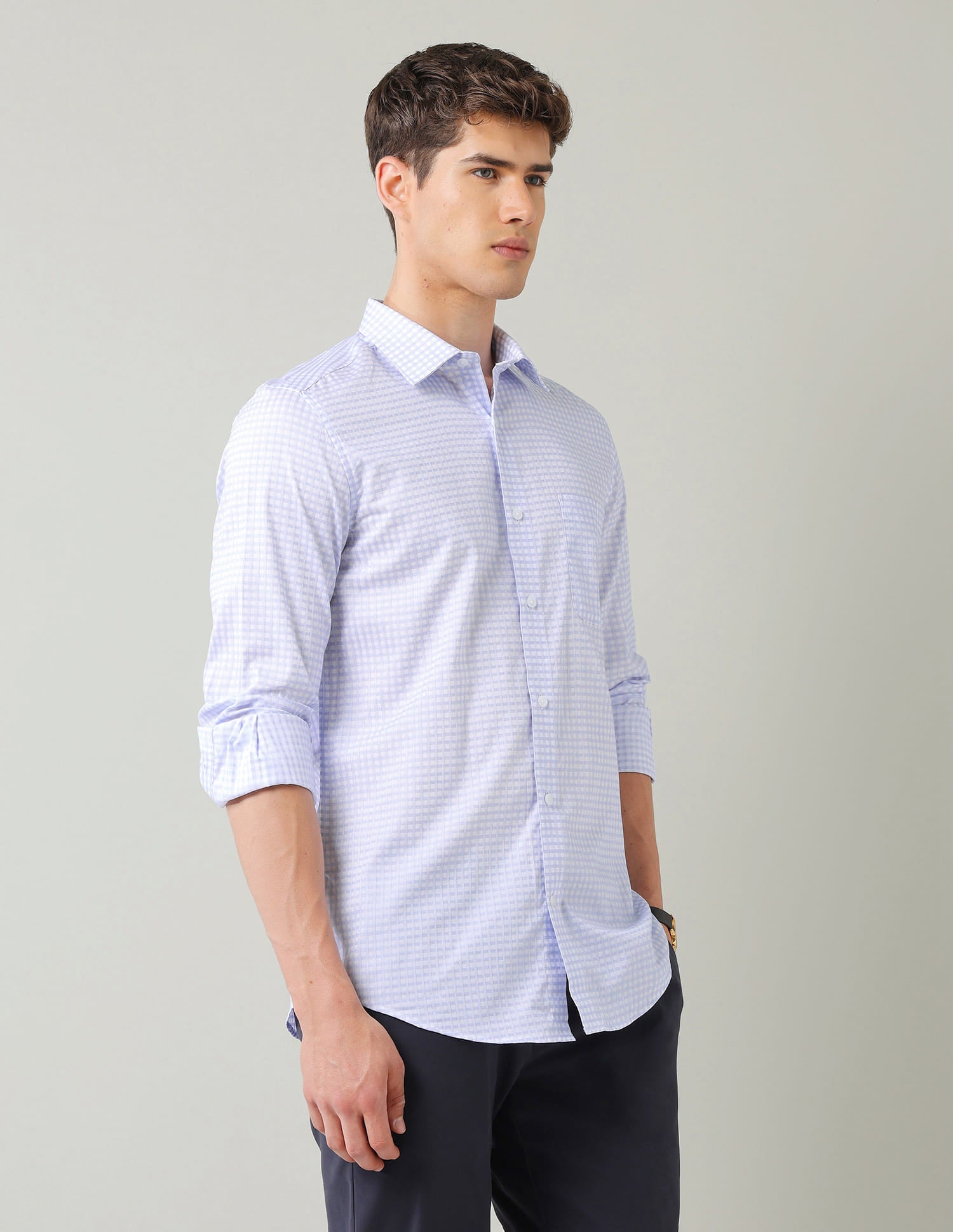 Vertical Striped Dobby Weave Regular Fit Shirt