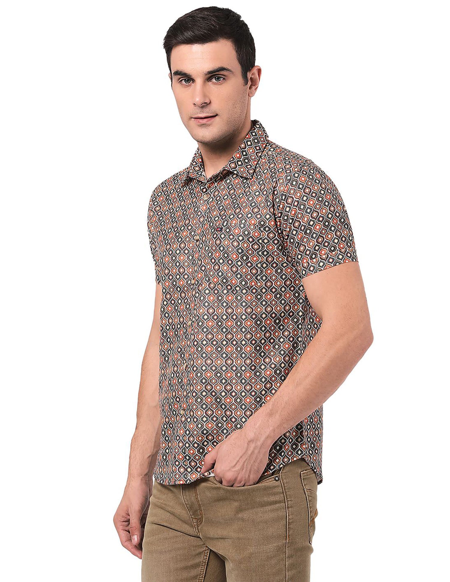 Geometric Print Slim Casual Shirt