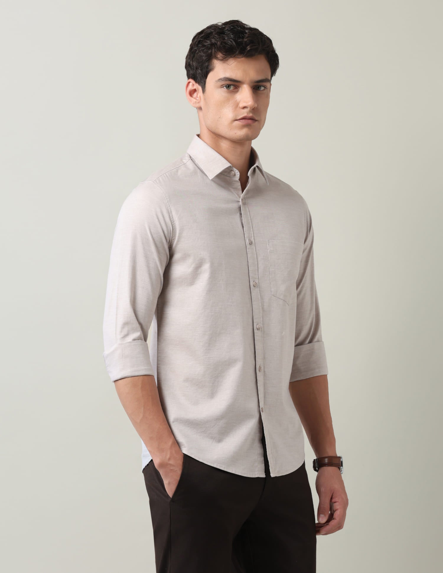 Solid Slim Fit Twill Shirt