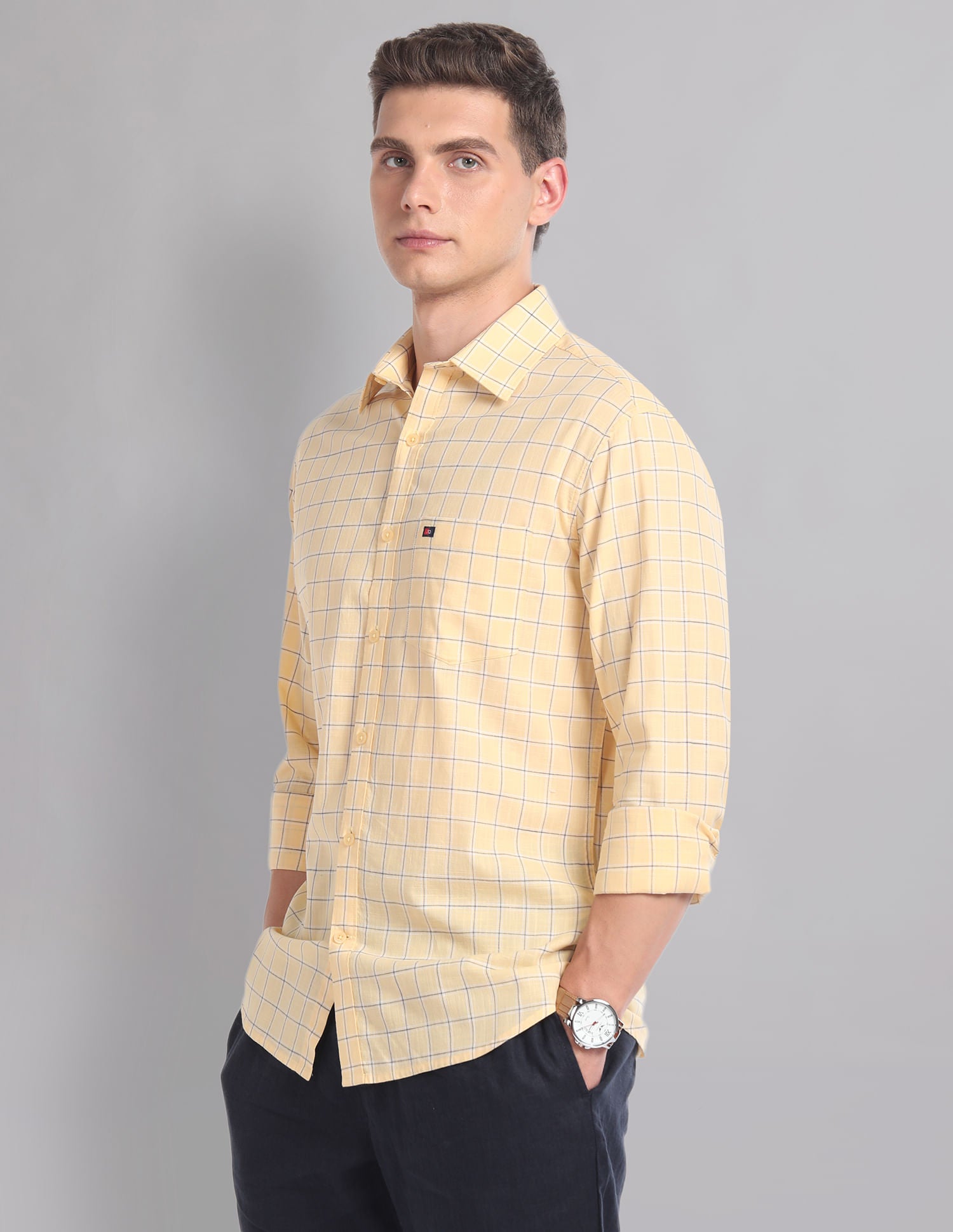 Modern-Edged Tartan Check Cotton Summer Shirt