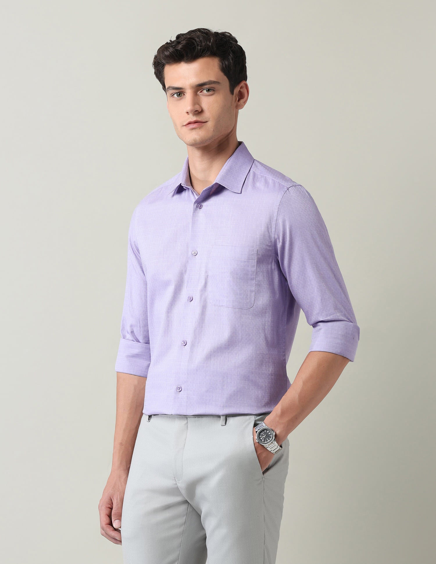 Solid Regular Fit Dobby Shirt