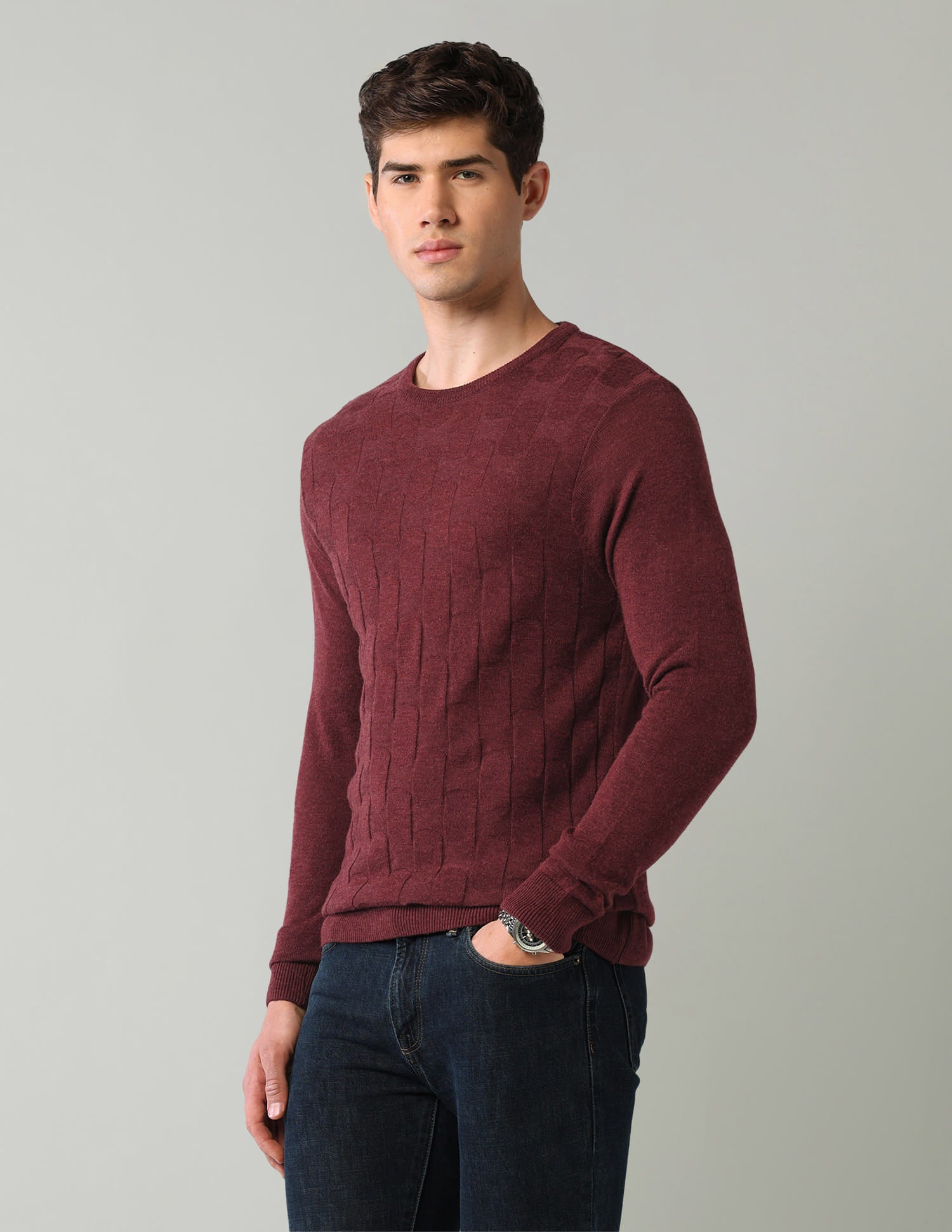 Geometric-Patterned-Regular-Fit-Sweater