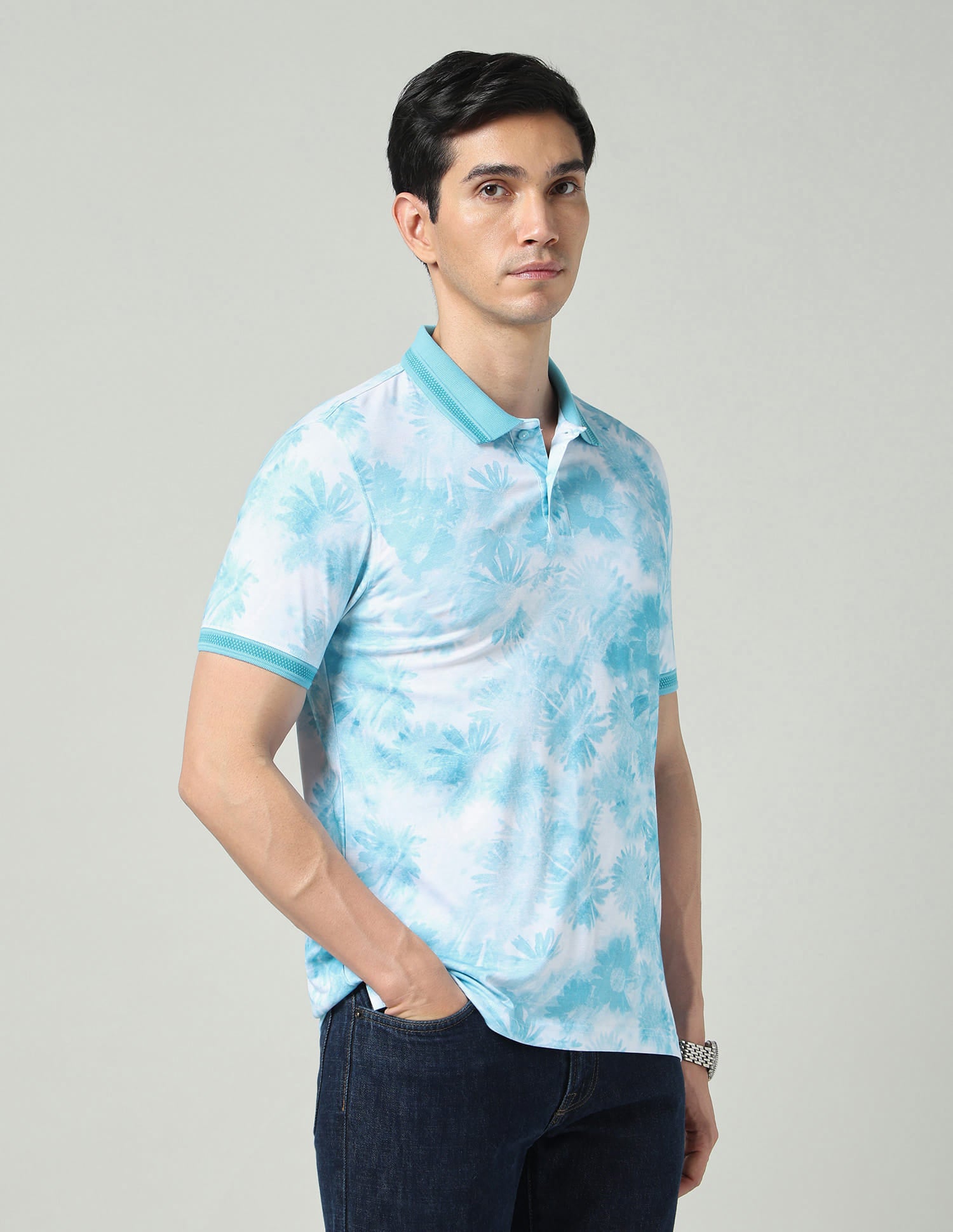 Vogue Fit Floral Printed Slim Fit Polo Shirt