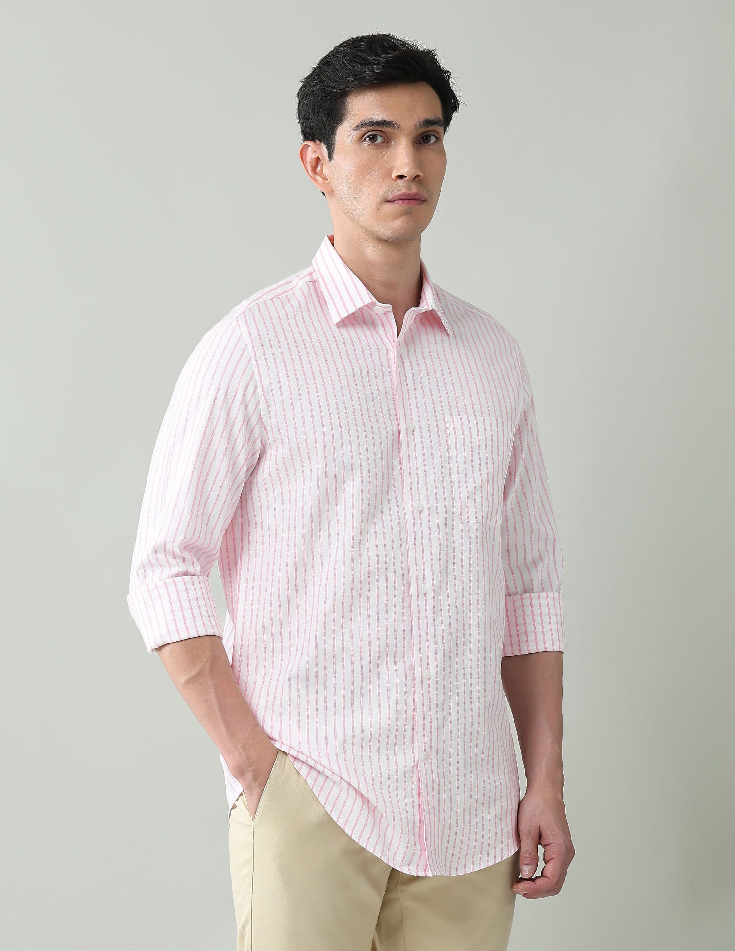Statement Coded Vertical Striped Regular Fit Dobby Shirt