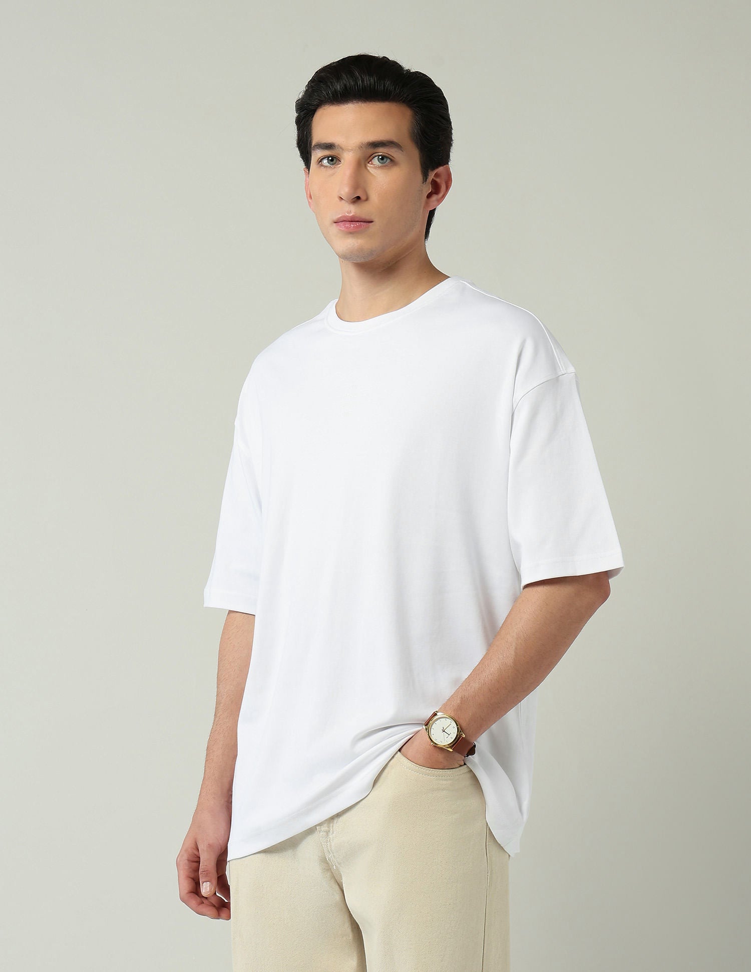 Street-Style Oversized Fit Solid T-Shirt