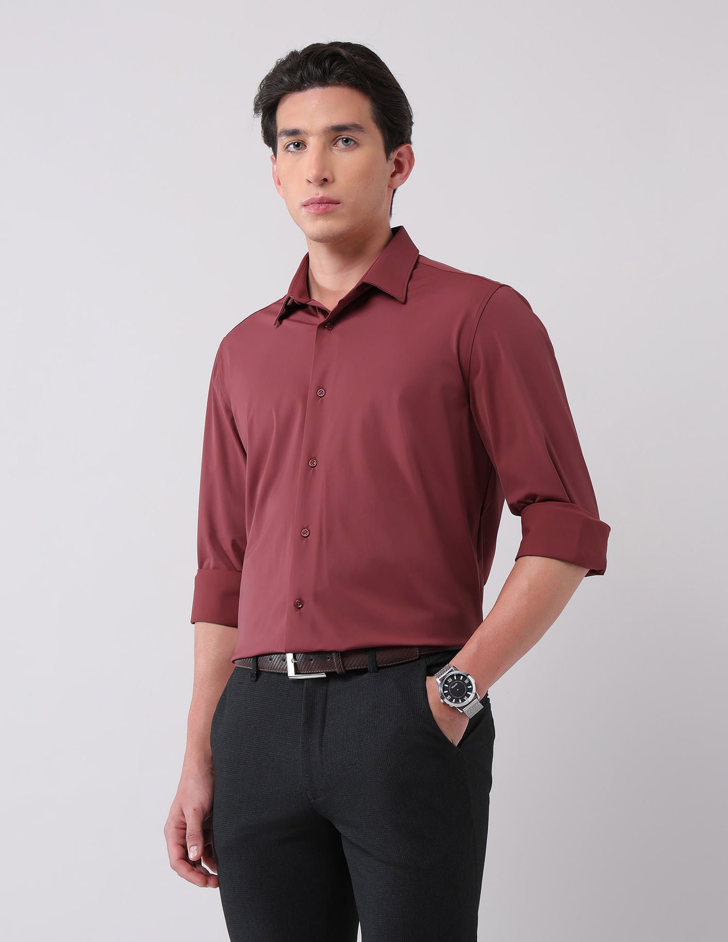 Stylish Hypermove Solid Shirt