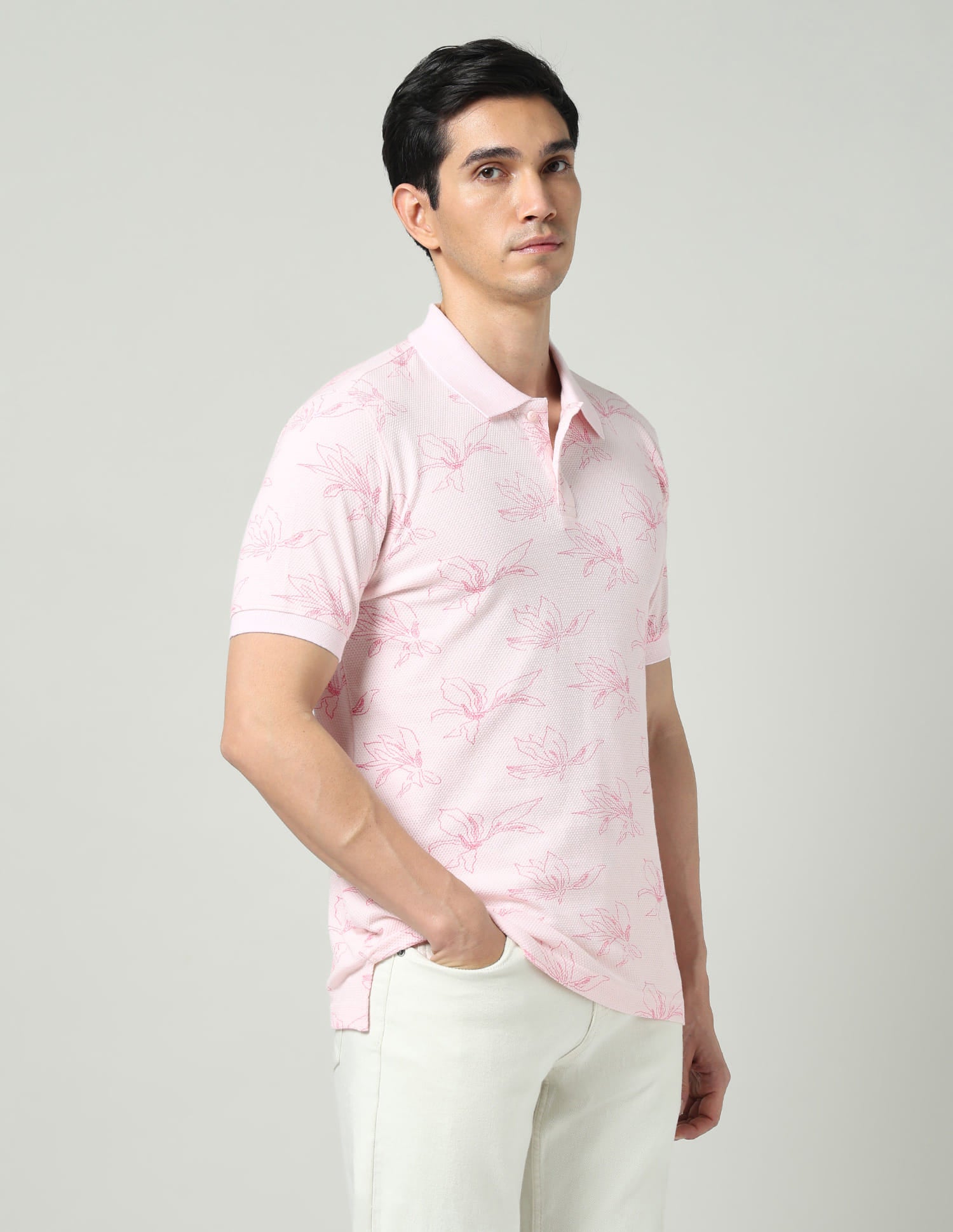 Vogue Fit Floral Printed Slim Fit Polo Shirt