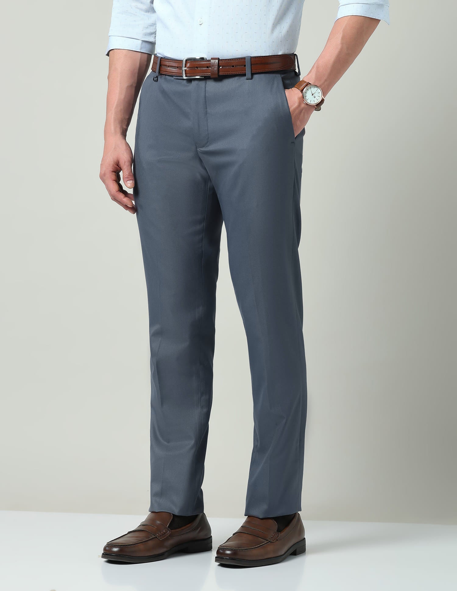 Textured Dobby Regular Fit Trousers