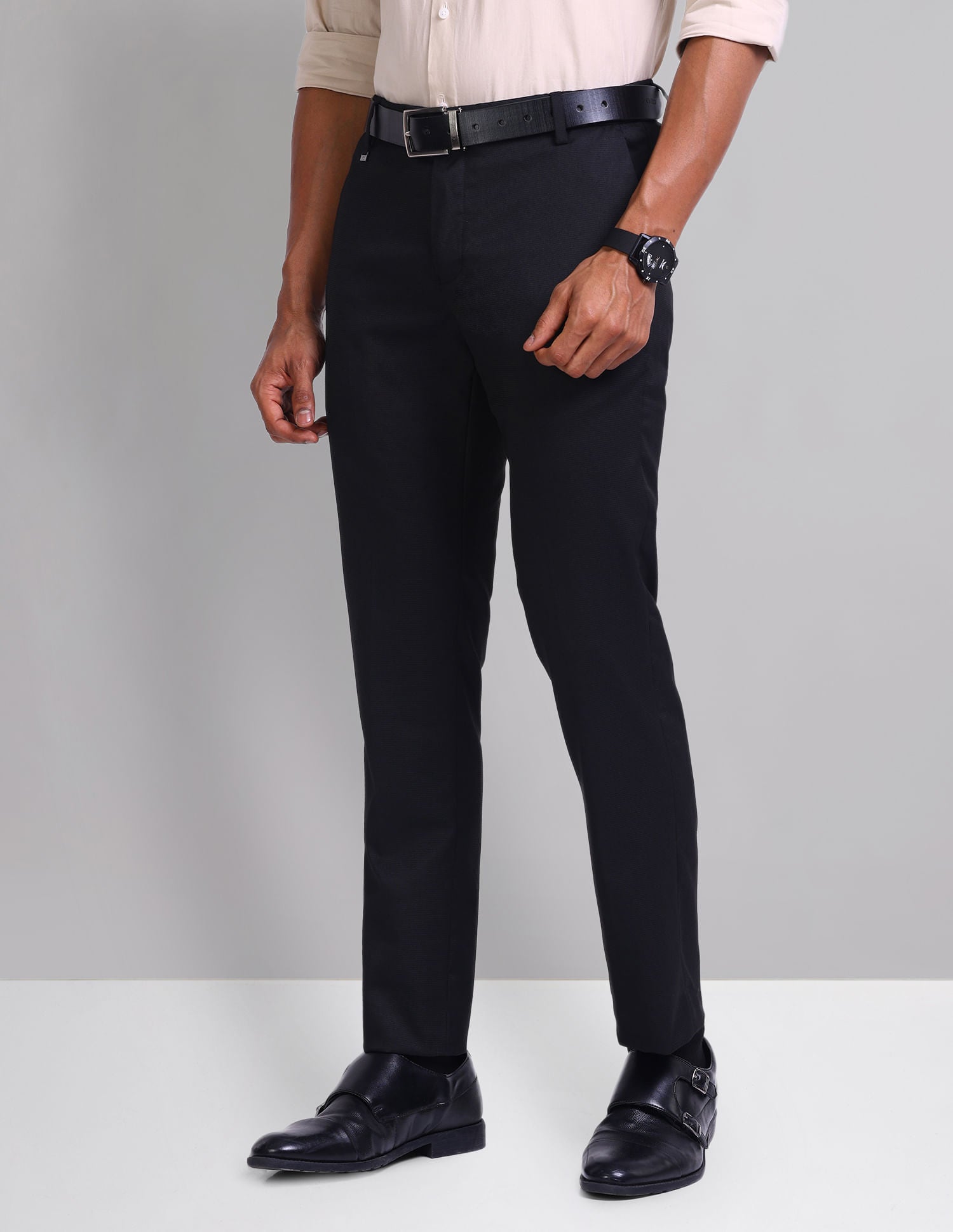 Polished Look Smart Flex Textured Trousers